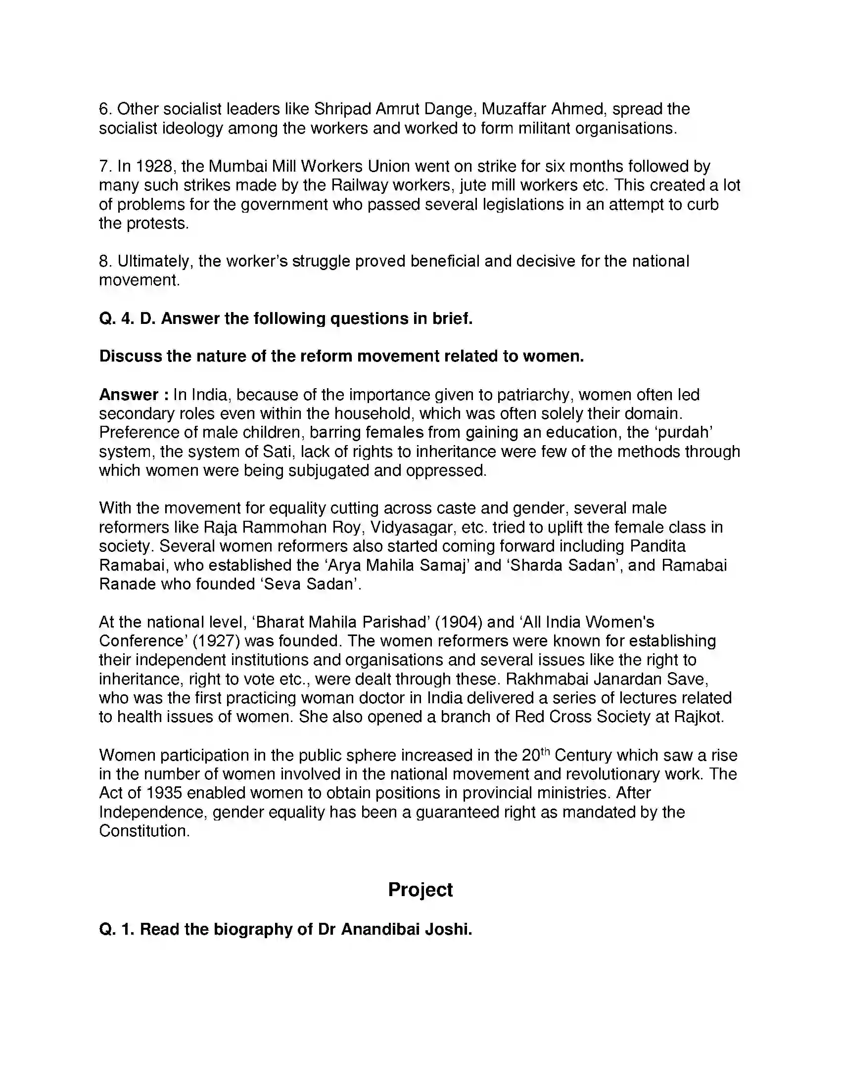 Maharashtra Board Class 8th History - English Medium Struggle for Equality Solution 5