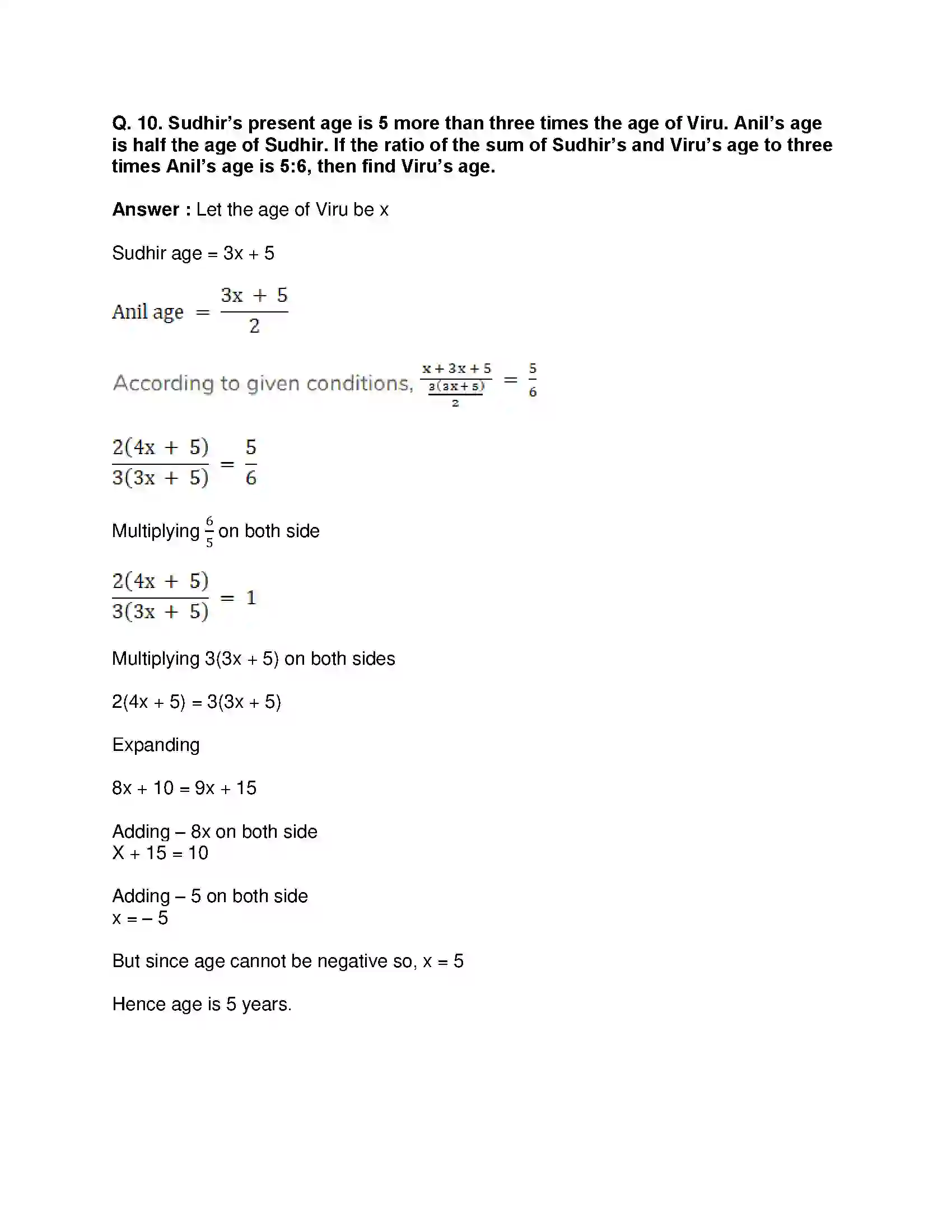 Maharashtra Board Class 8th Mathematics - English Medium Equations in One Variable Solution 13