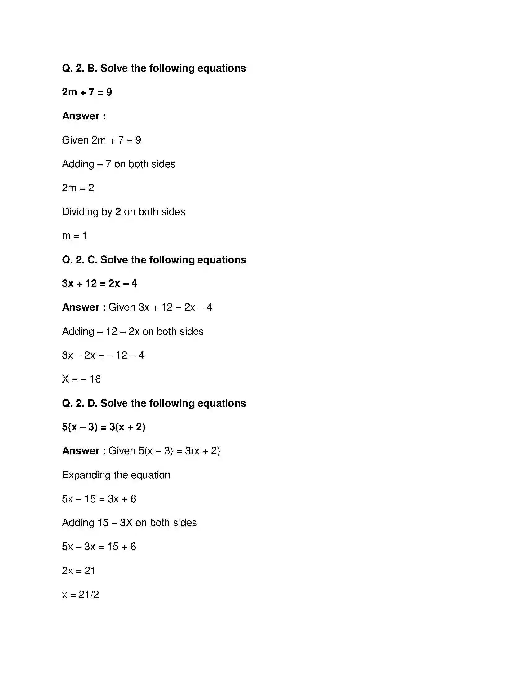 Maharashtra Board Class 8th Mathematics - English Medium Equations in One Variable Solution 3