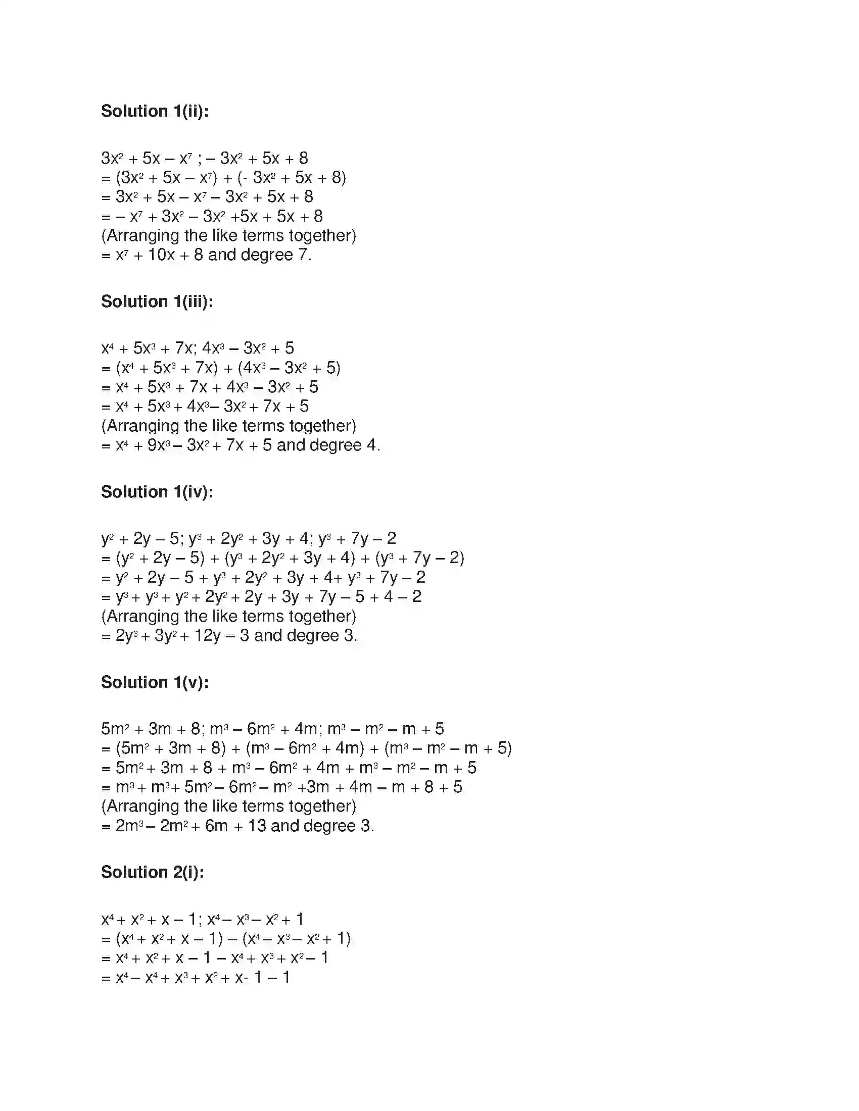 Maharashtra Board Class 9th Algebra Algebraic Expressions Solution 17