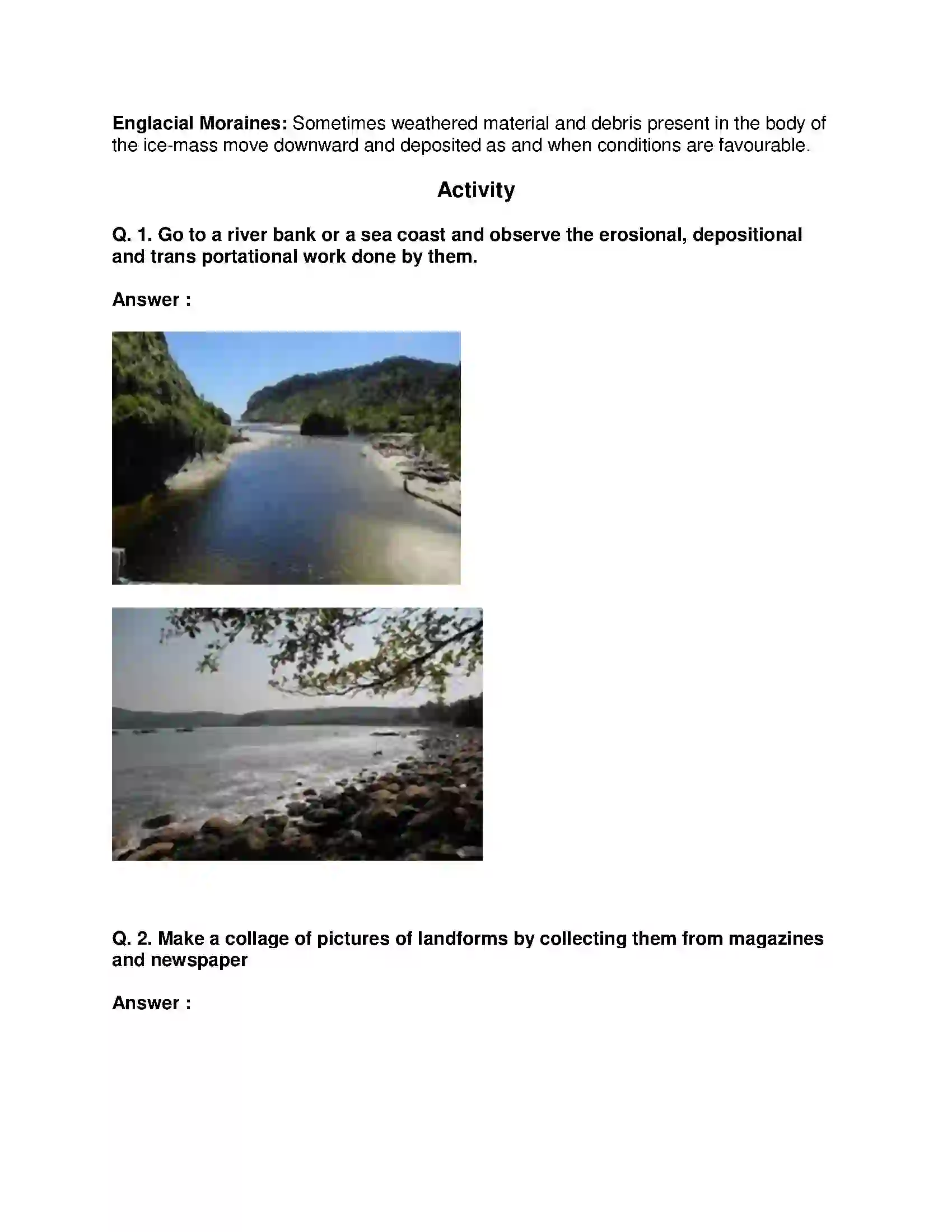 Maharashtra Board Class 9th Geography - English Medium Exogenetic Movements Part-2 Solution 6