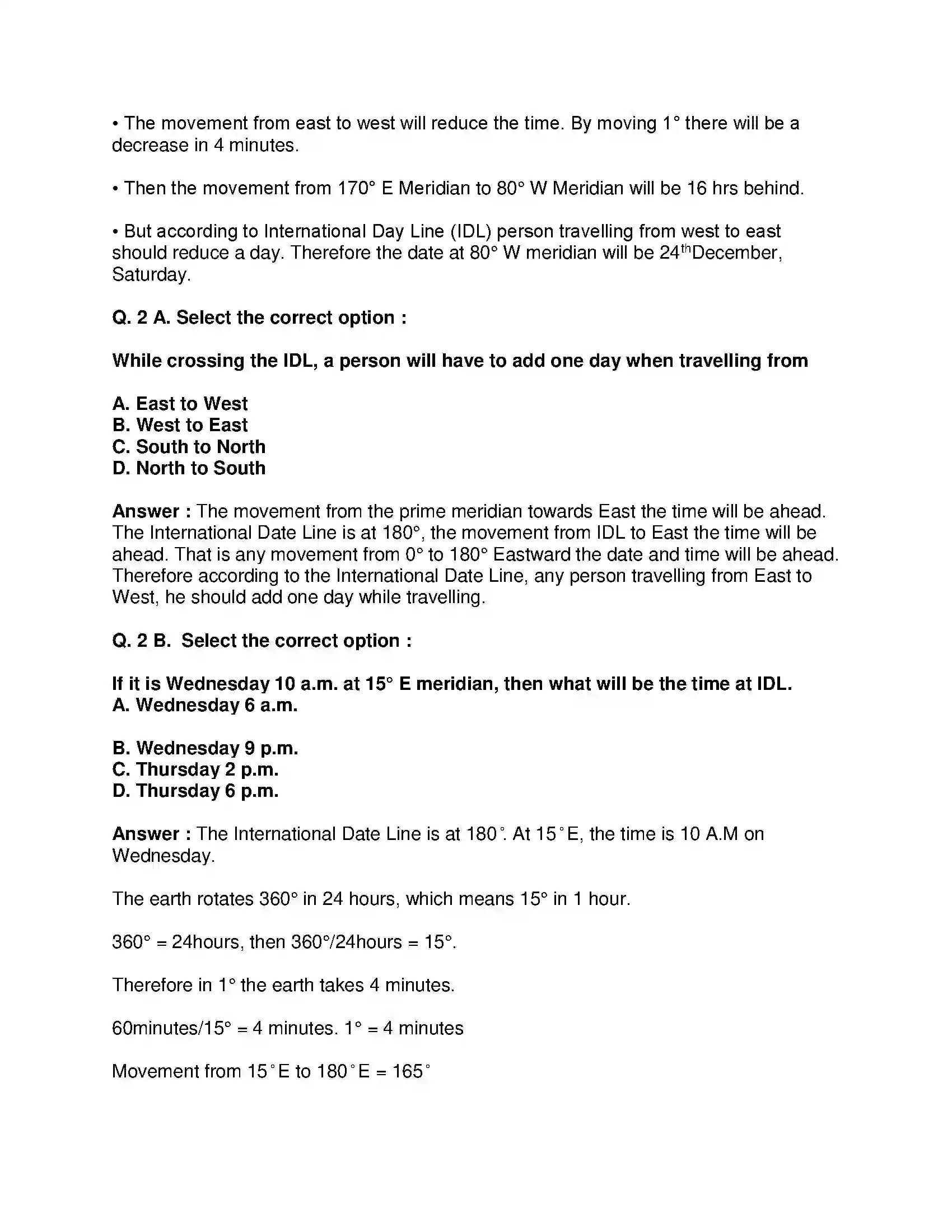 Maharashtra Board Class 9th Geography - English Medium International Date Line Solution 2