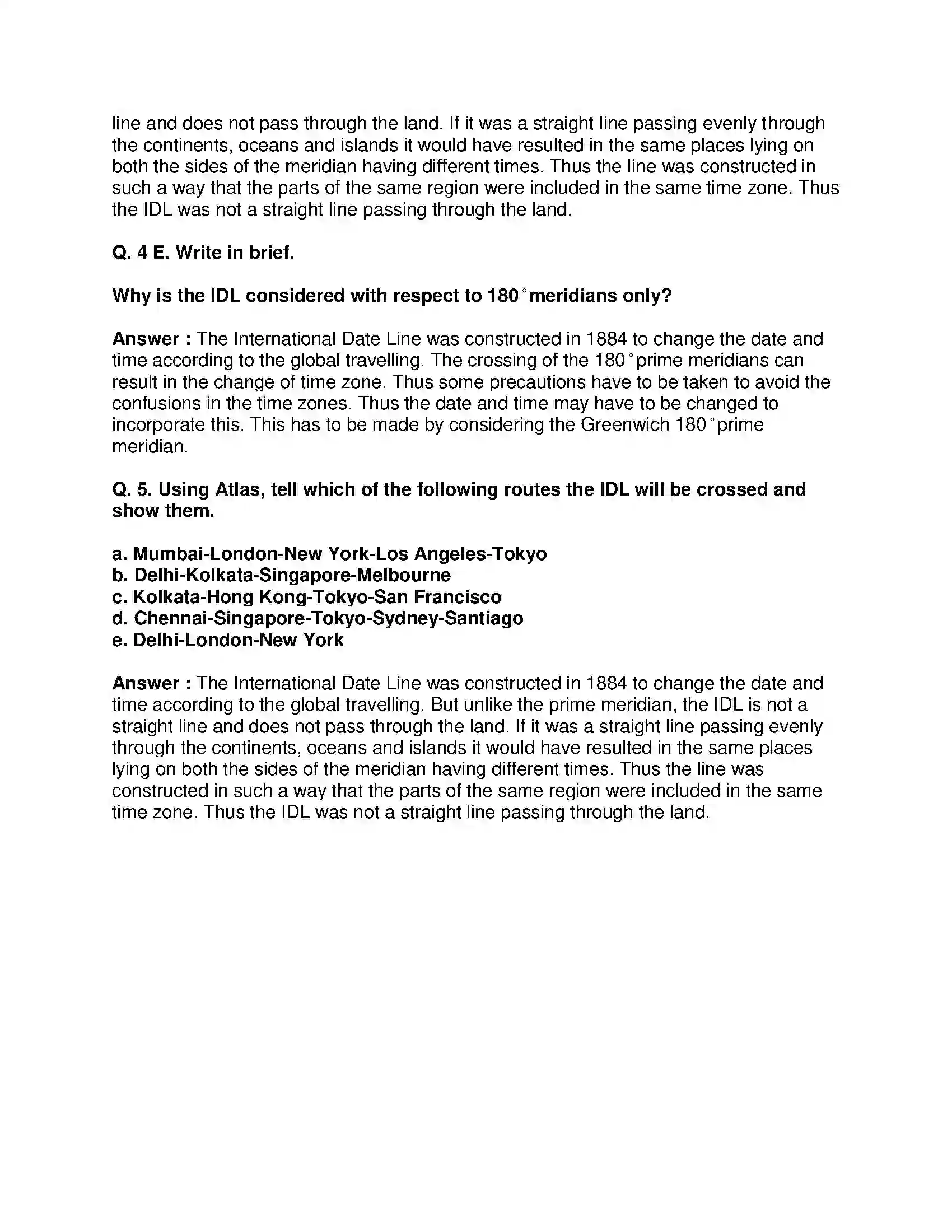 Maharashtra Board Class 9th Geography - English Medium International Date Line Solution 6