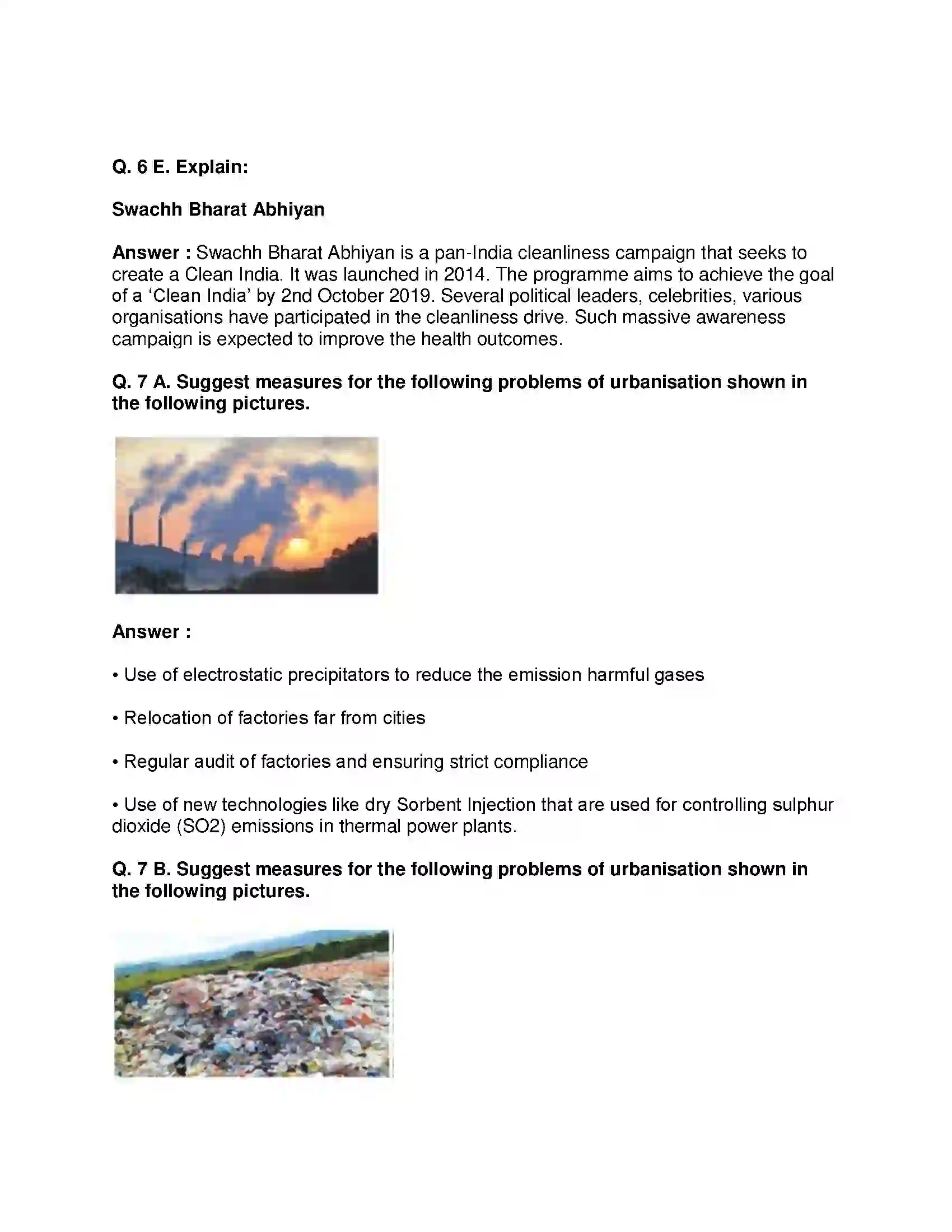 Maharashtra Board Class 9th Geography - English Medium Urbanisation Solution 10