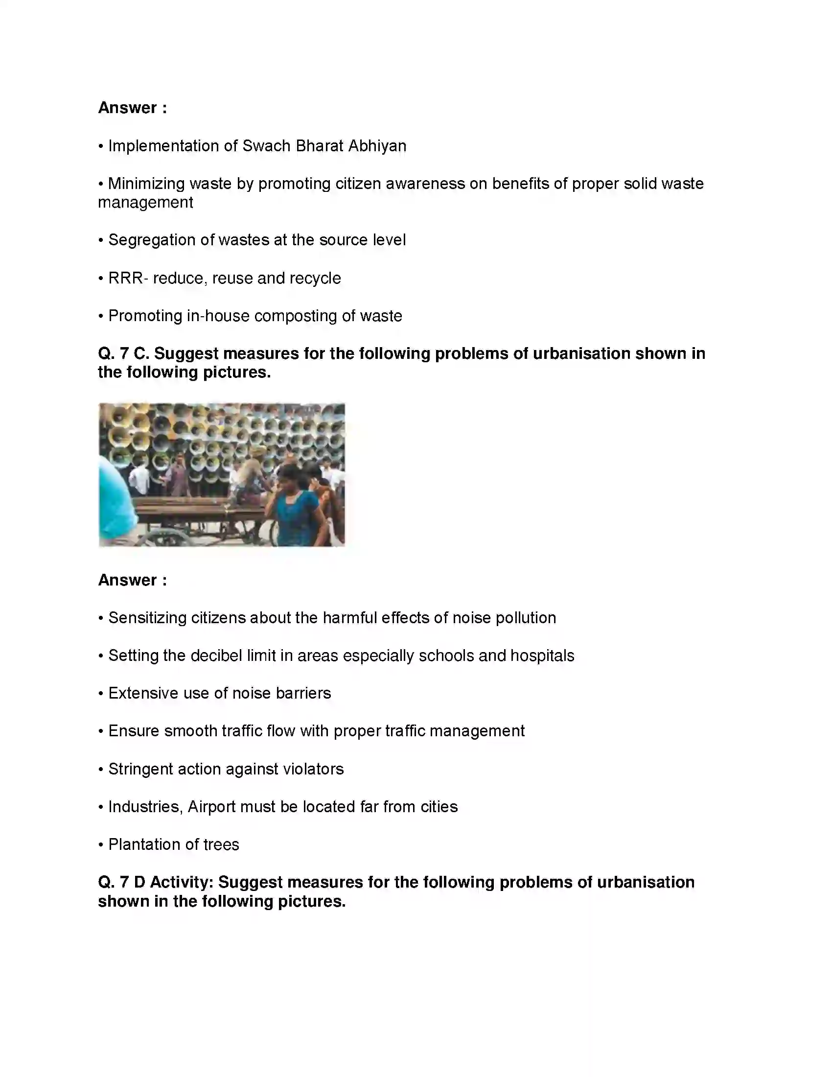 Maharashtra Board Class 9th Geography - English Medium Urbanisation Solution 11