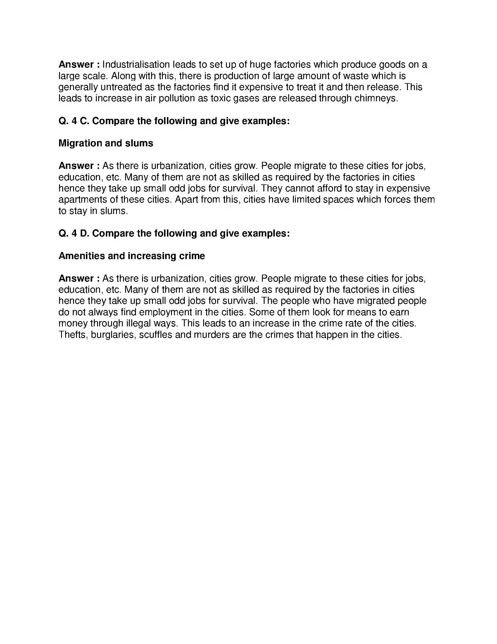 Maharashtra Board Class 9th Geography - English Medium Urbanisation Solution 5