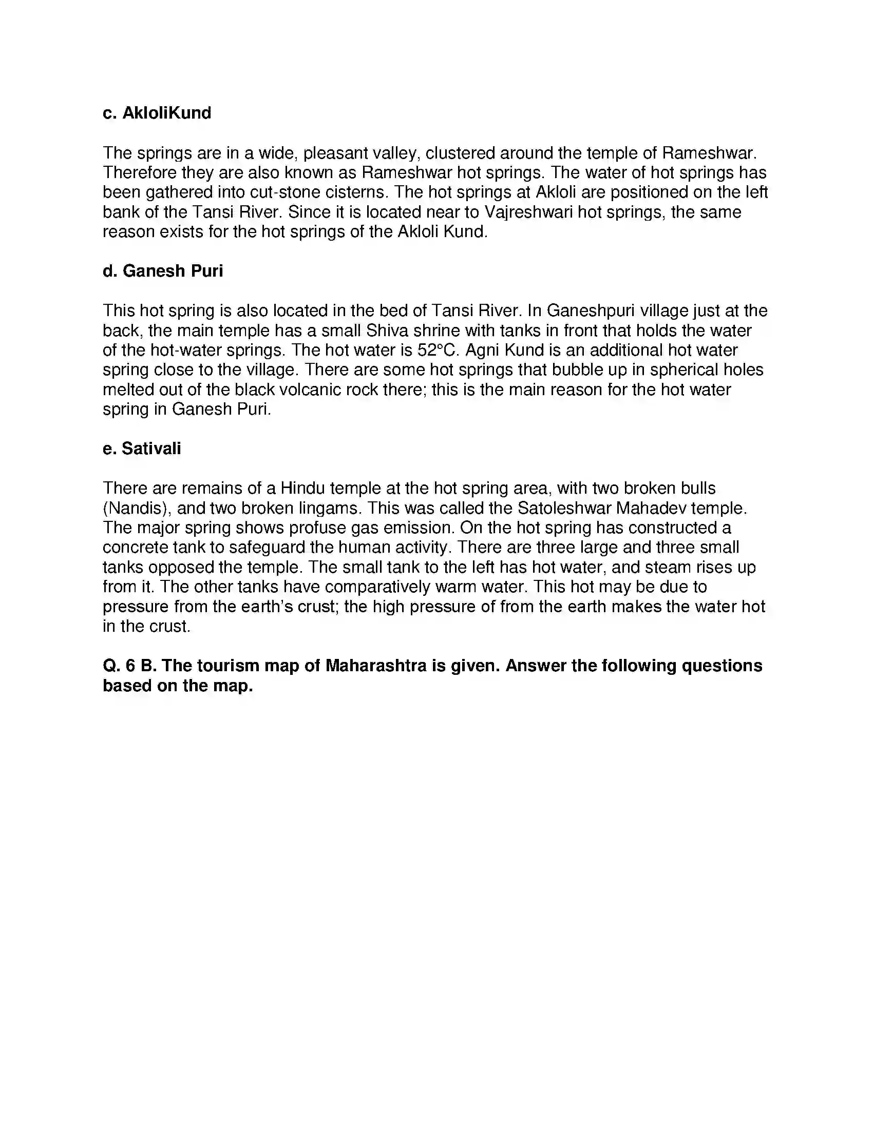 Maharashtra Board Class 9th Geography - English Medium Tourism Solution 12