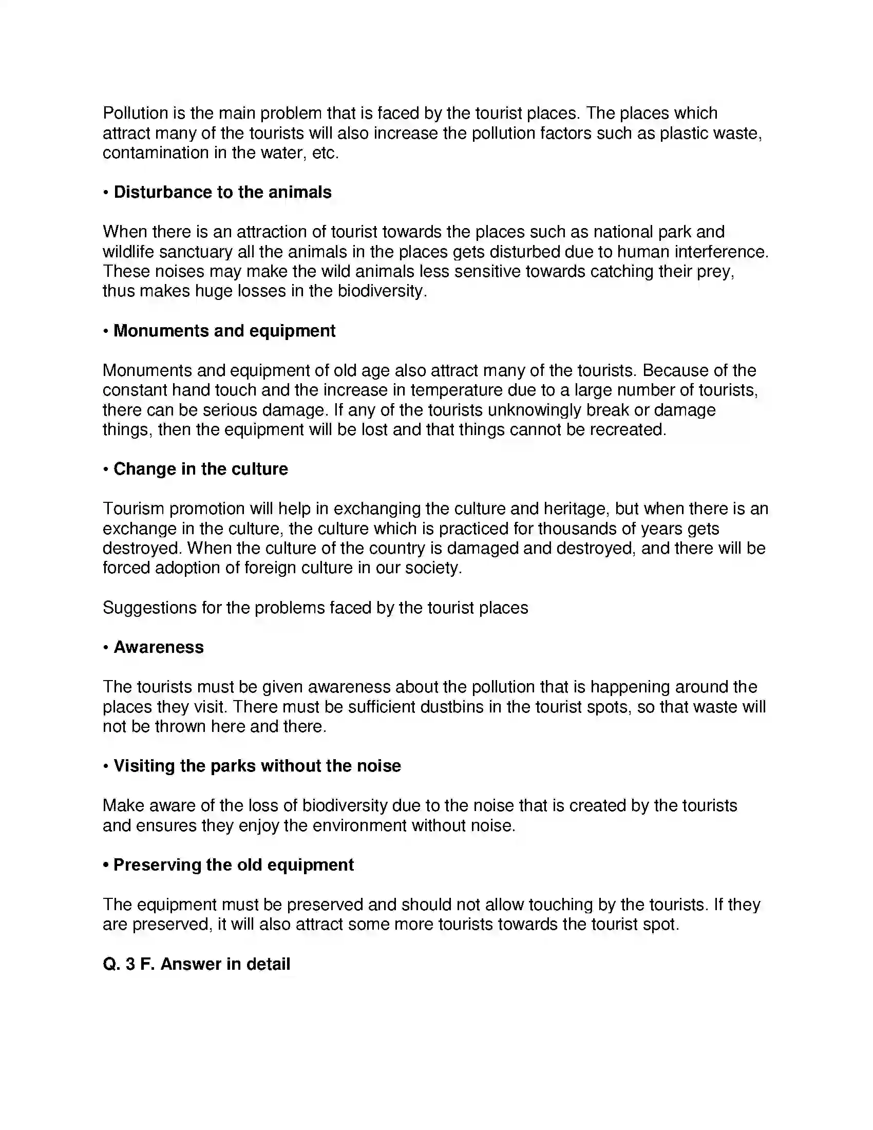 Maharashtra Board Class 9th Geography - English Medium Tourism Solution 7