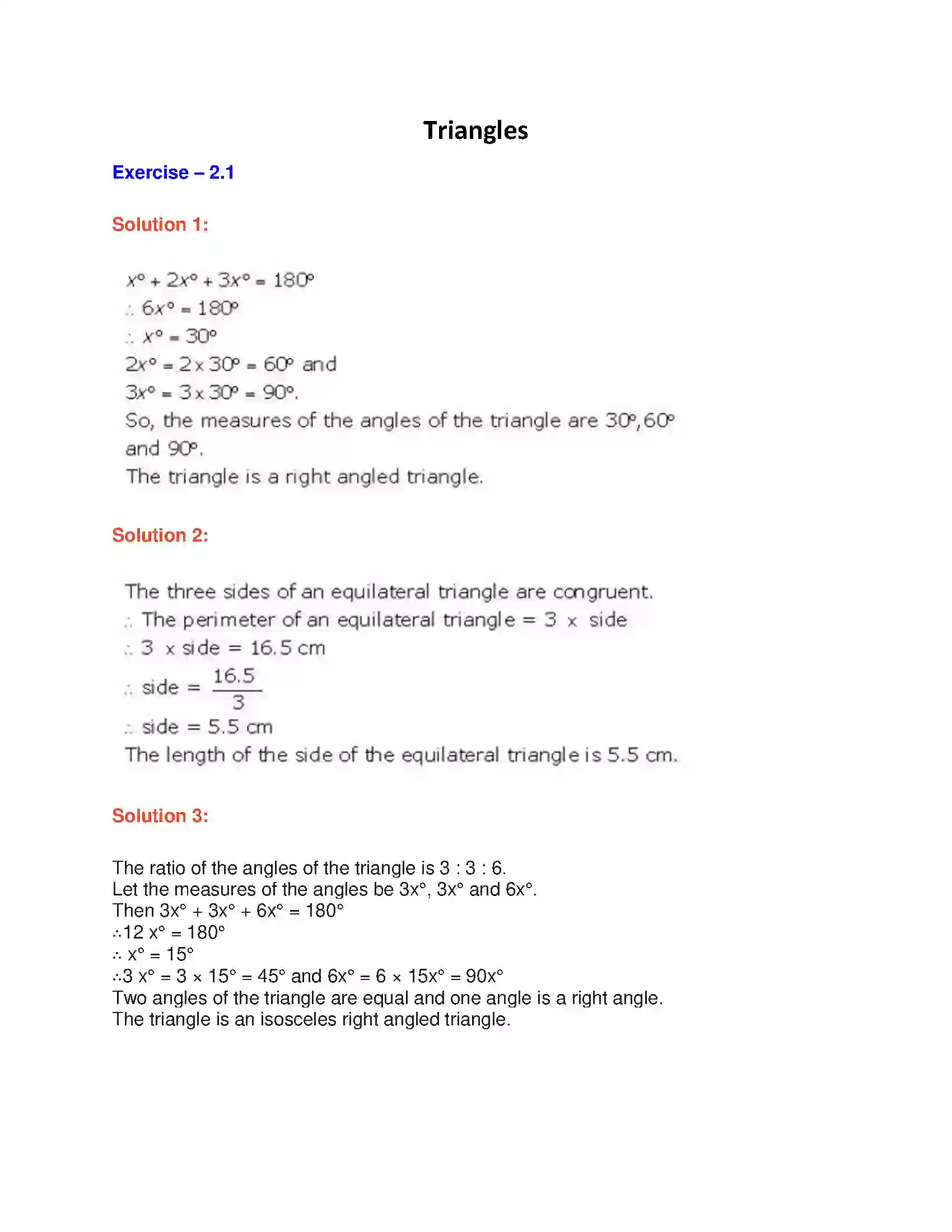 Maharashtra Board Class 9th Geometry Triangles Solution 1