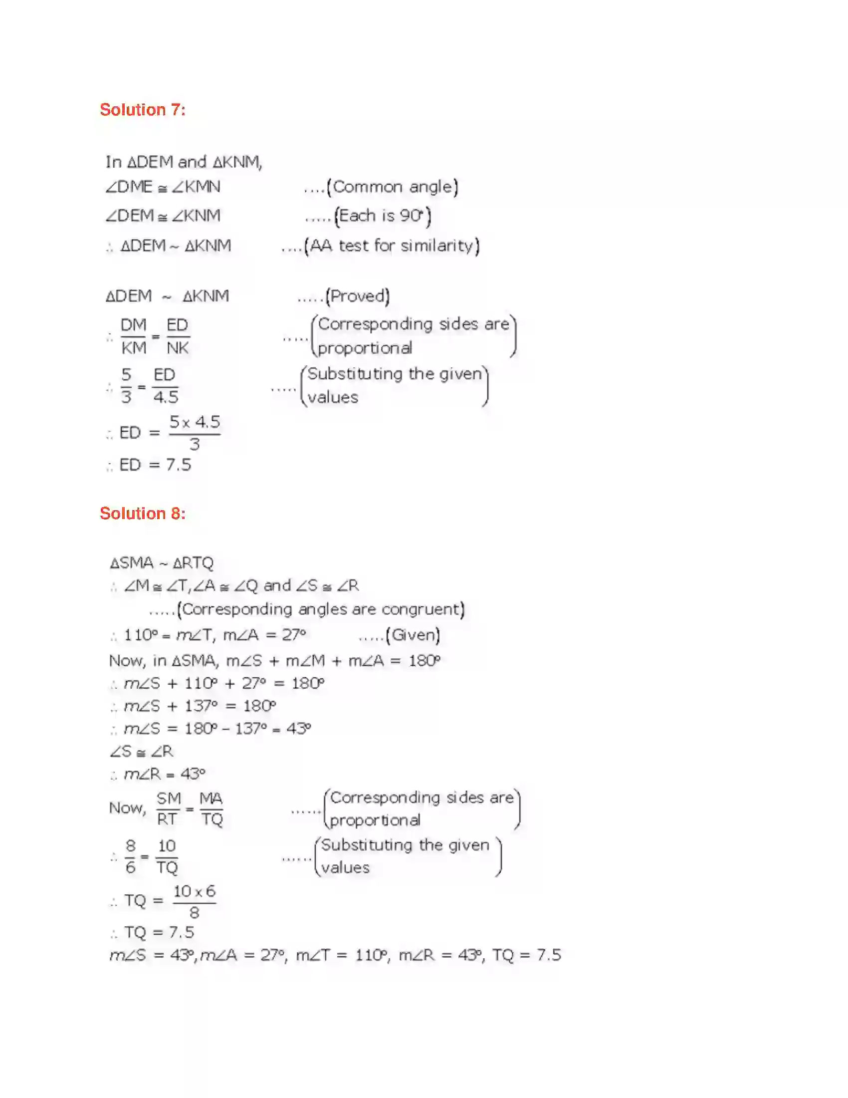 Maharashtra Board Class 9th Geometry Triangles Solution 13
