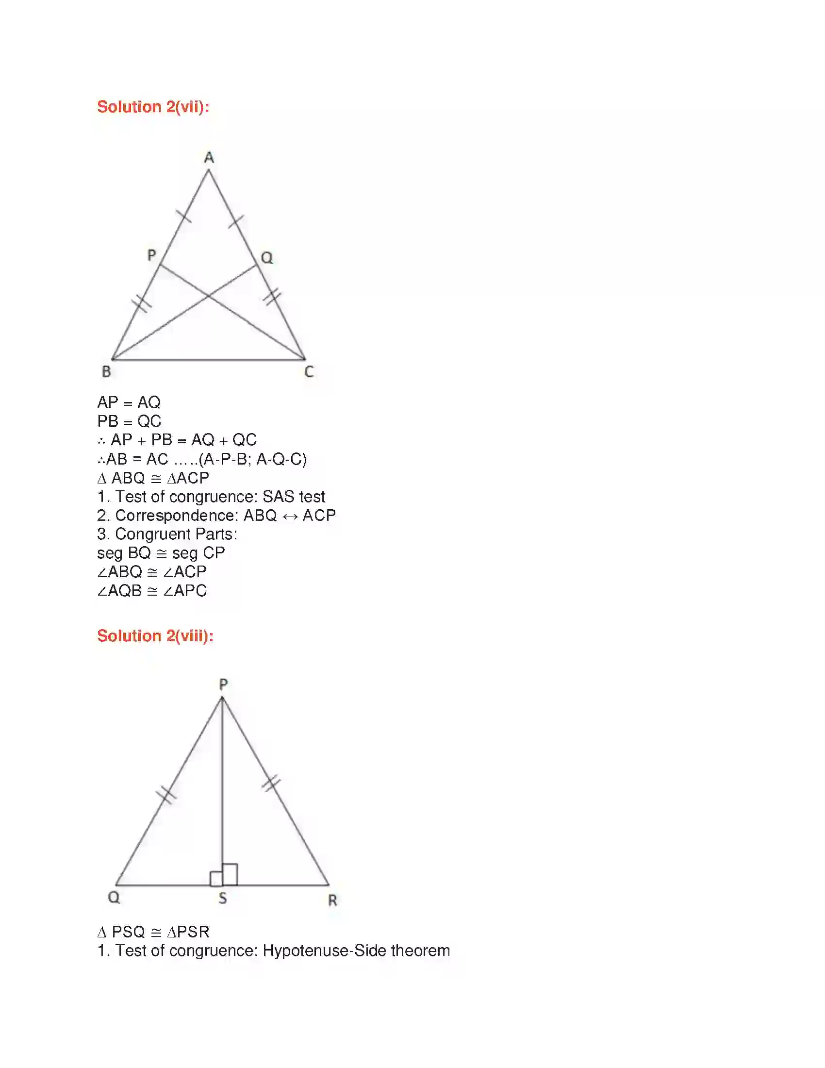 Maharashtra Board Class 9th Geometry Congruence of Triangles Solution 7