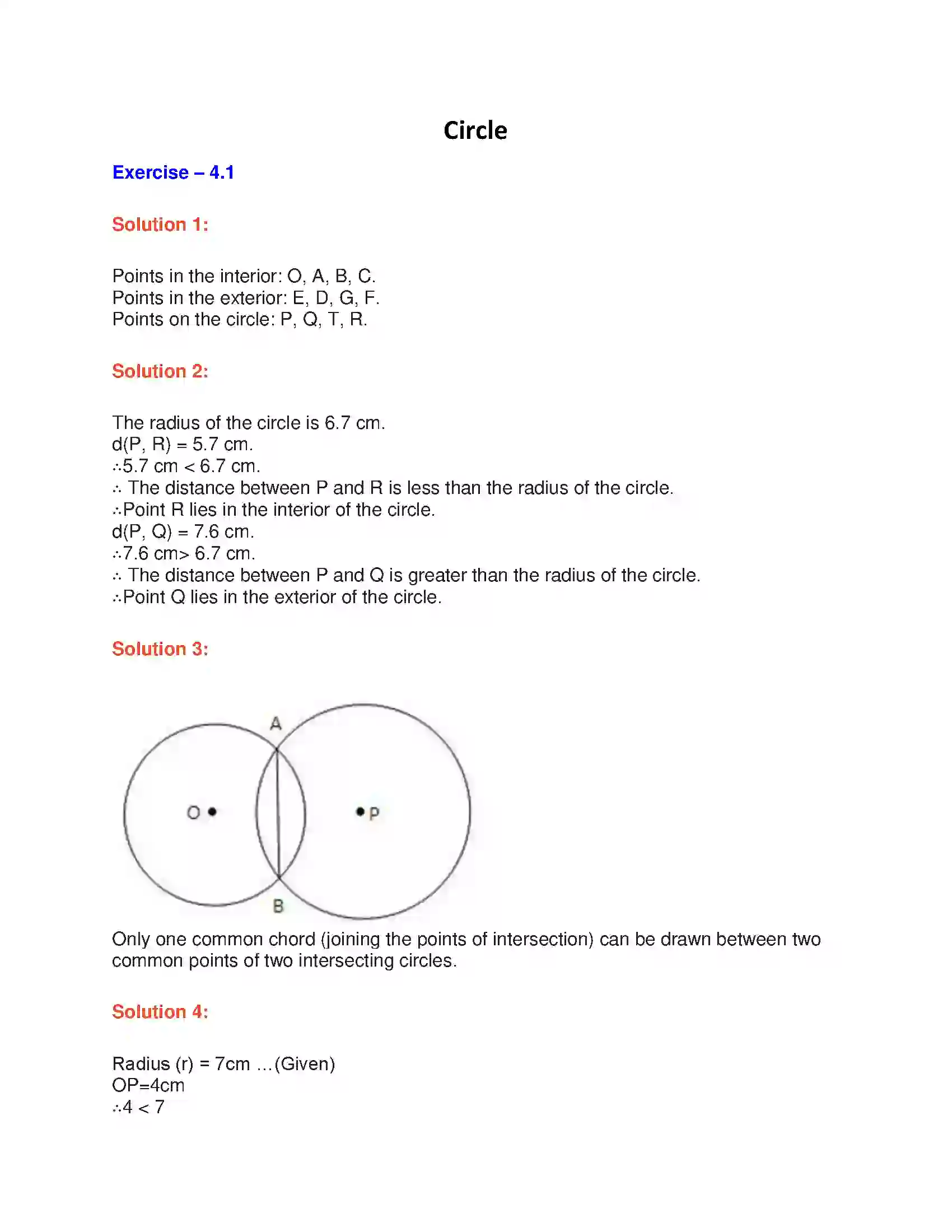 Maharashtra Board Class 9th Geometry Circle Solution 1