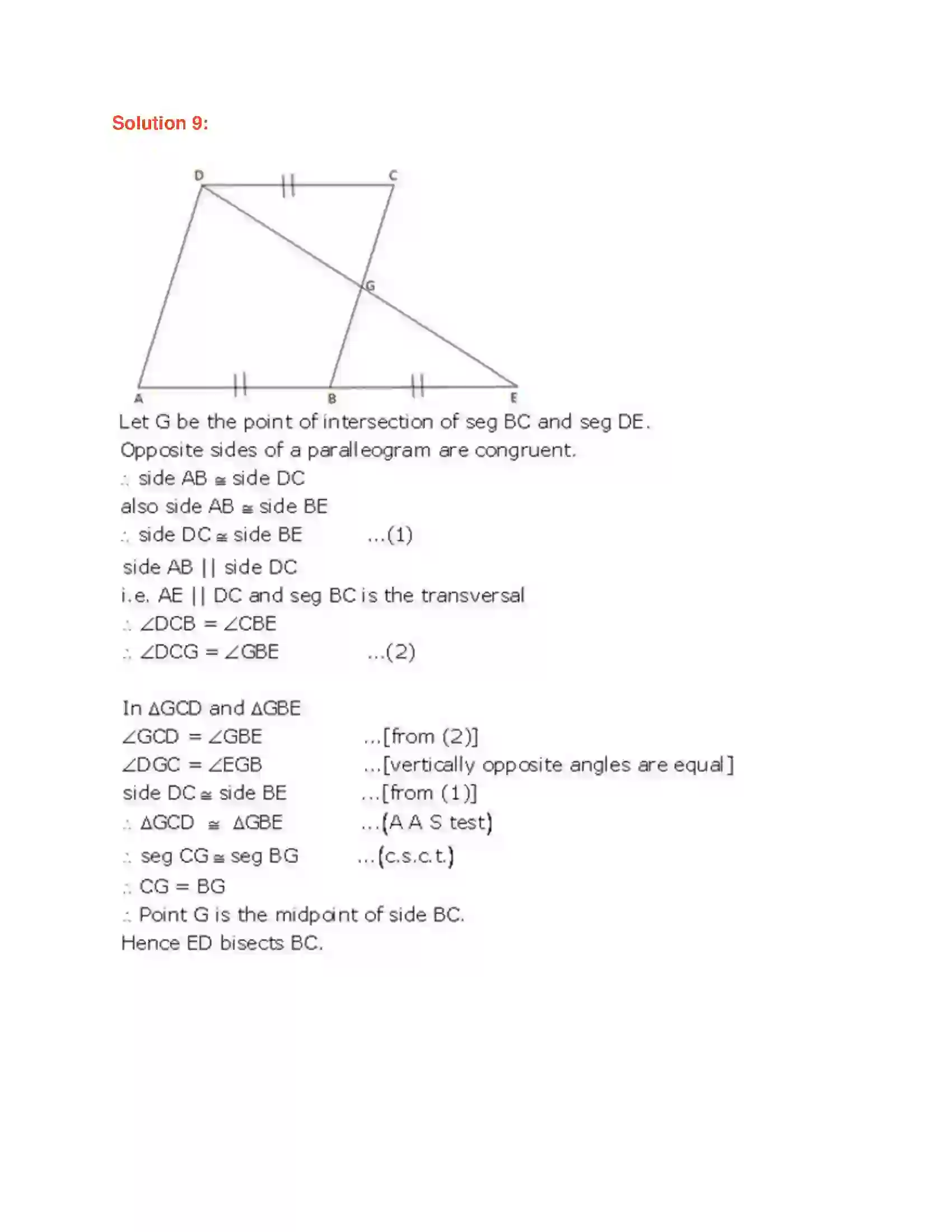 Maharashtra Board Class 9th Geometry Quadrilaterals Solution 9