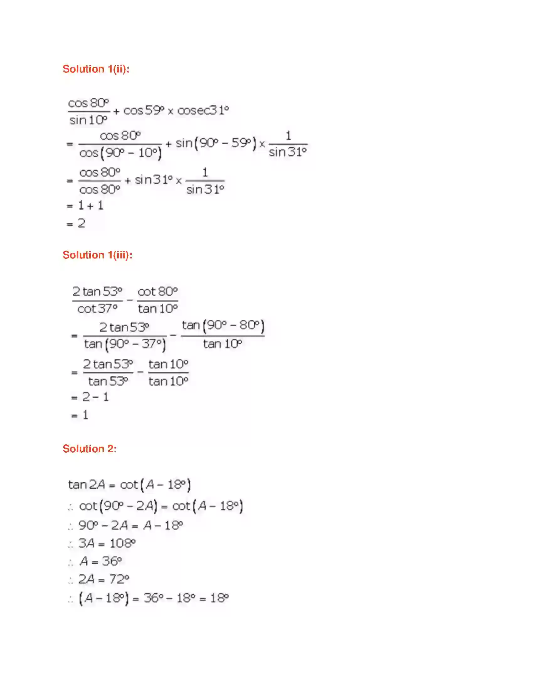 Maharashtra Board Class 9th Geometry Trigonometry Solution 10