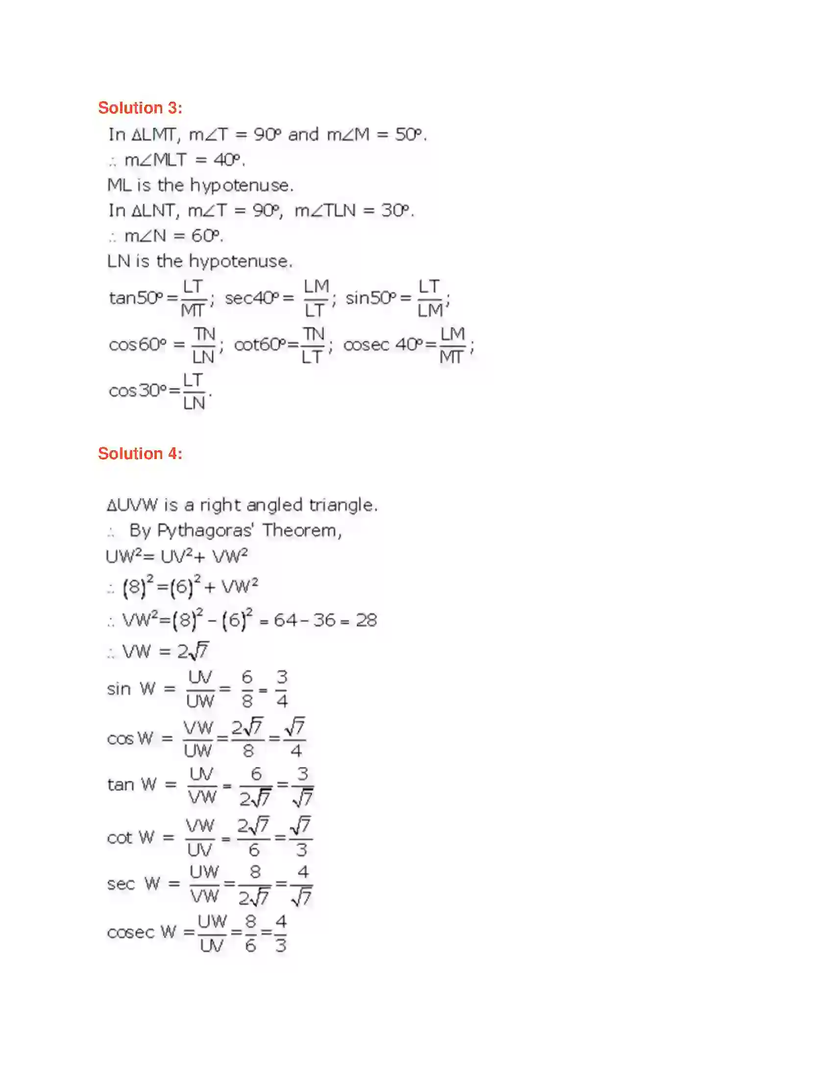 Maharashtra Board Class 9th Geometry Trigonometry Solution 2