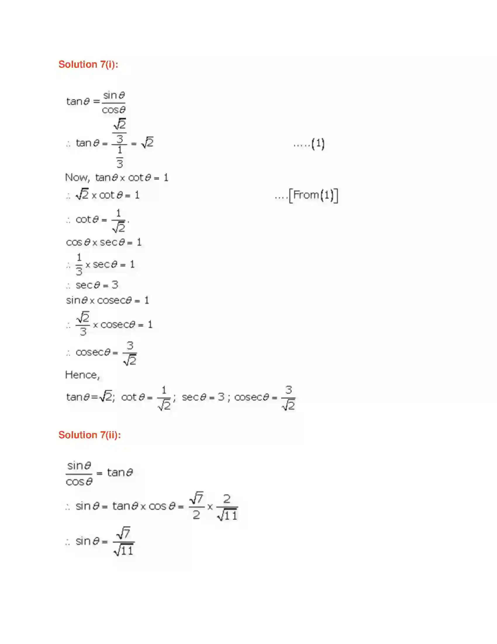 Maharashtra Board Class 9th Geometry Trigonometry Solution 5