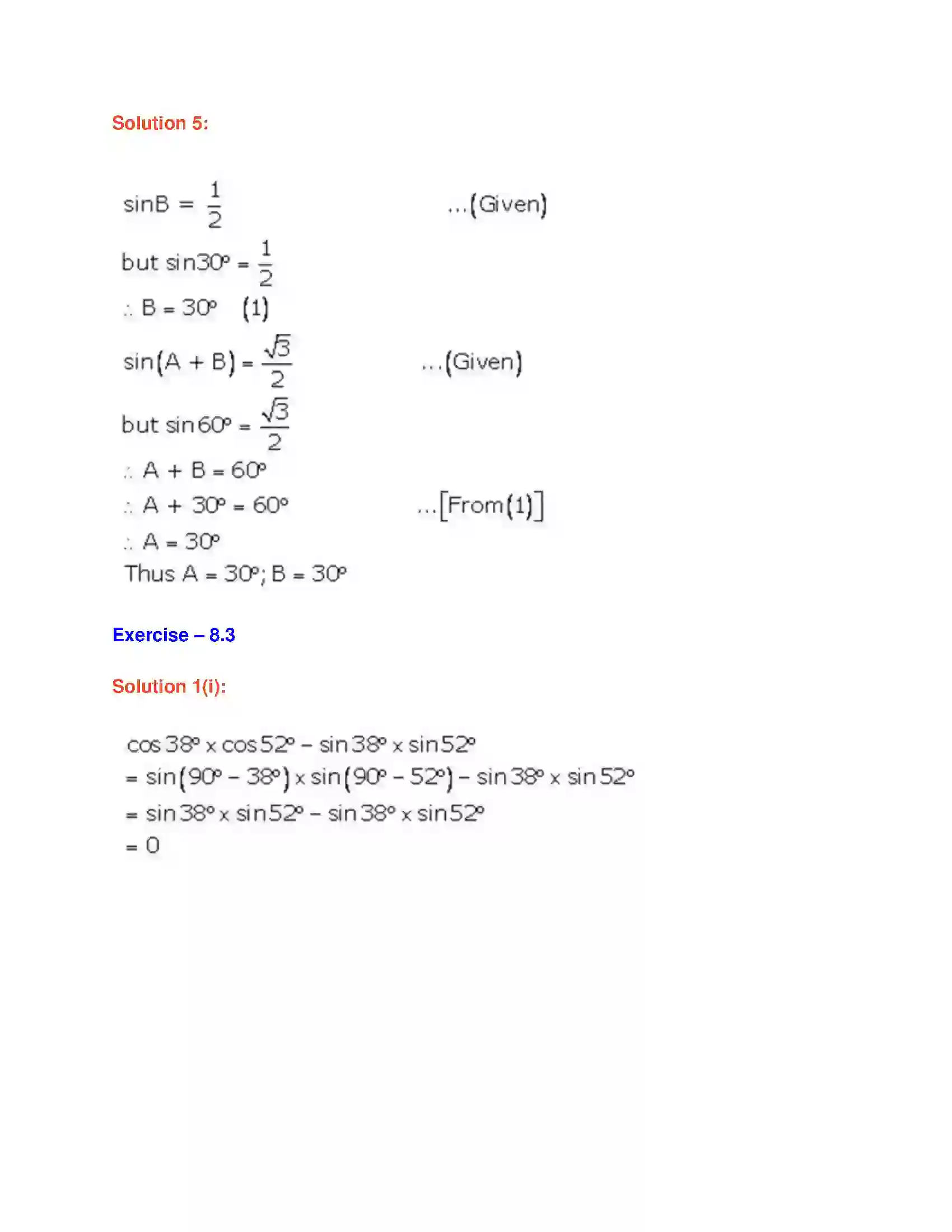 Maharashtra Board Class 9th Geometry Trigonometry Solution 9