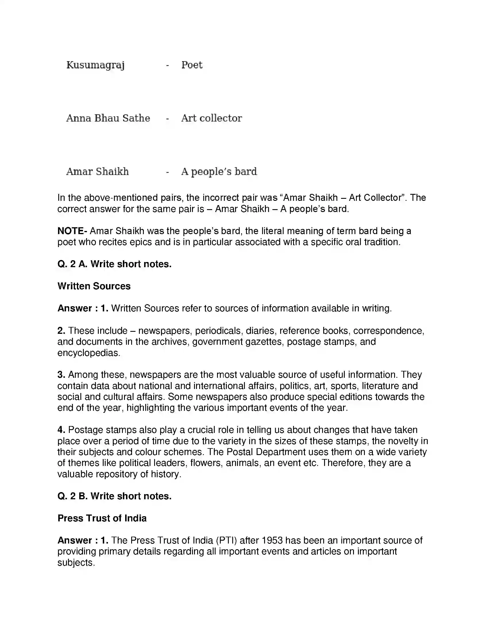 Maharashtra Board Class 9th History - English Medium Sources of History Solution 4