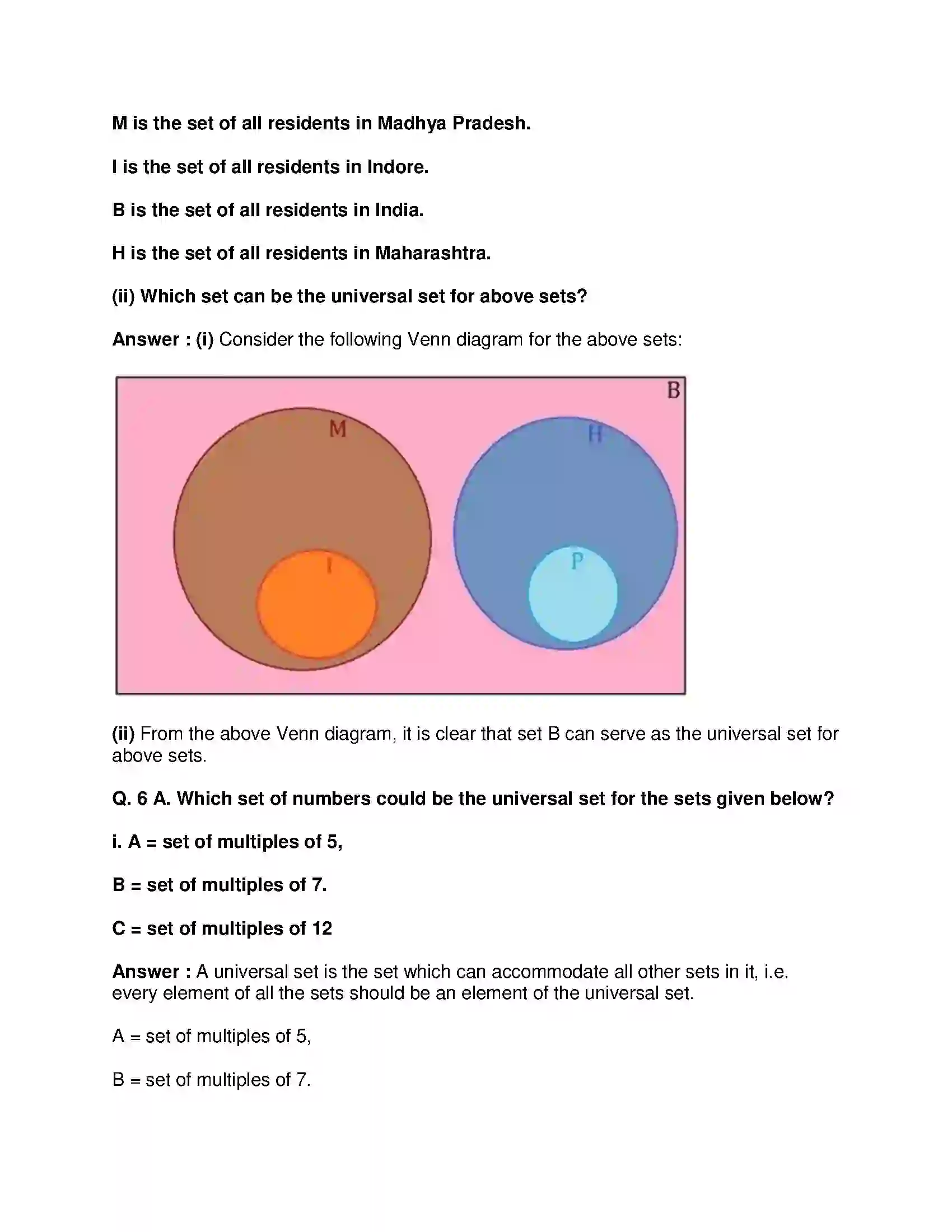 Maharashtra Board Class 9th Mathematics Part-I - English Medium Sets Solution 10