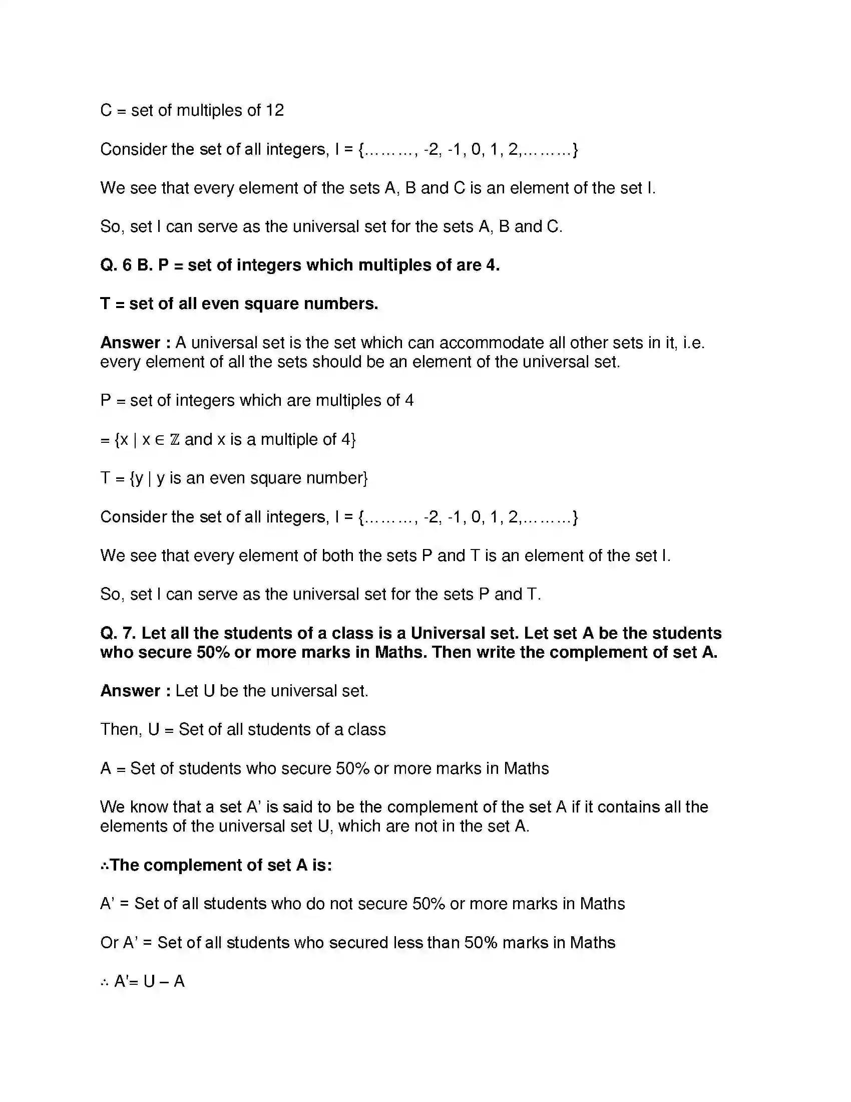 Maharashtra Board Class 9th Mathematics Part-I - English Medium Sets Solution 11