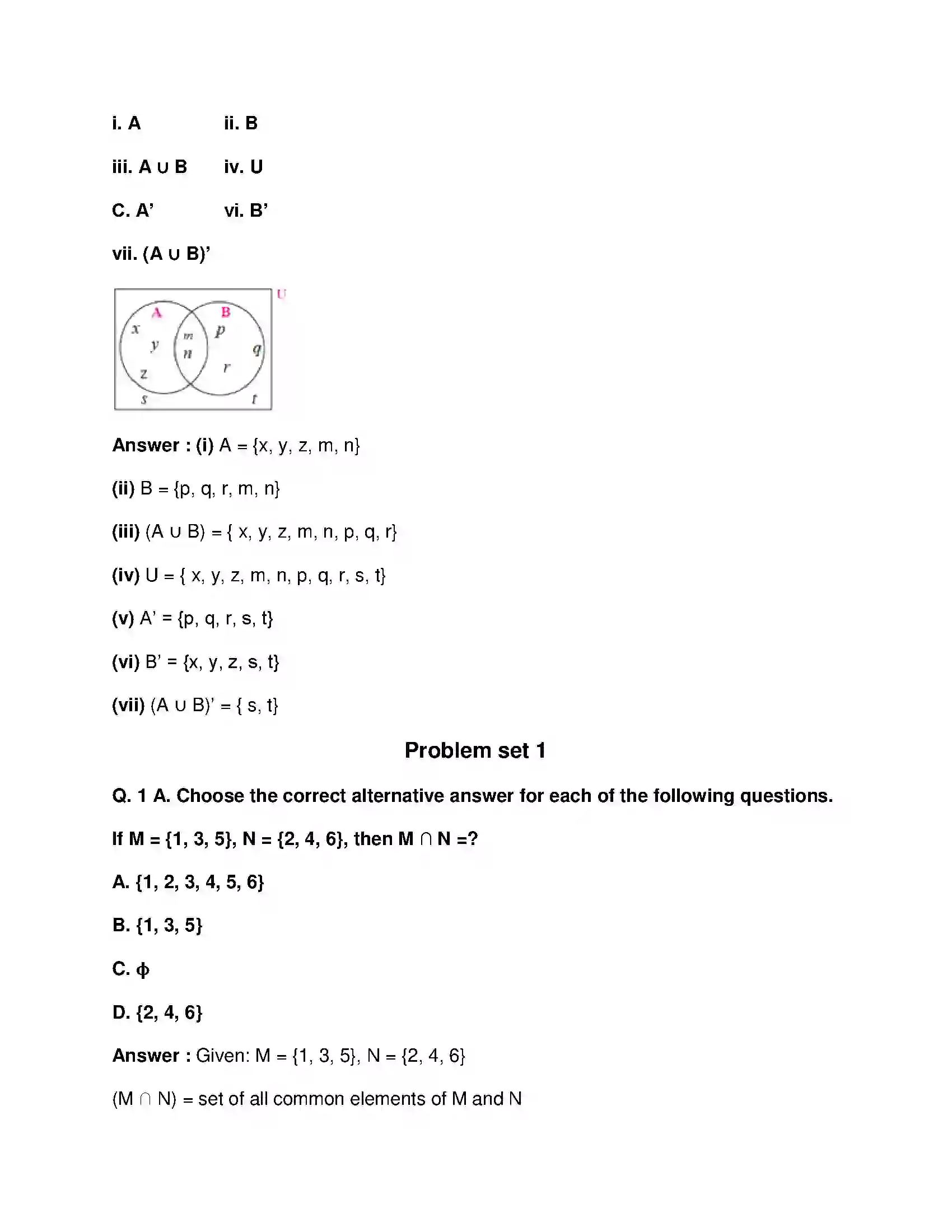 Maharashtra Board Class 9th Mathematics Part-I - English Medium Sets Solution 15