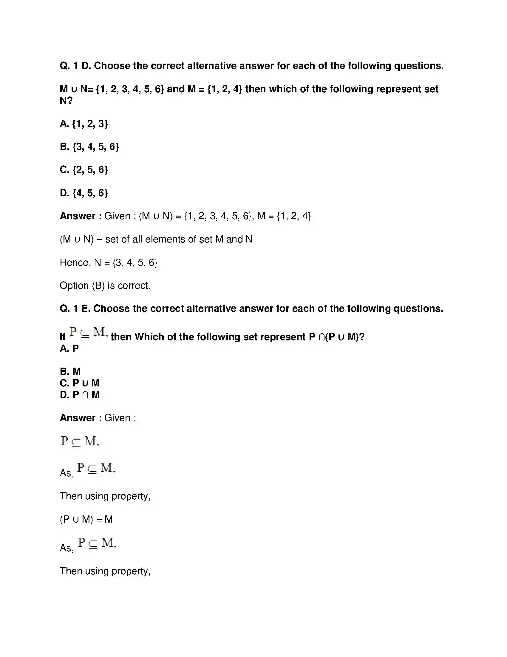 Maharashtra Board Class 9th Mathematics Part-I - English Medium Sets Solution 17