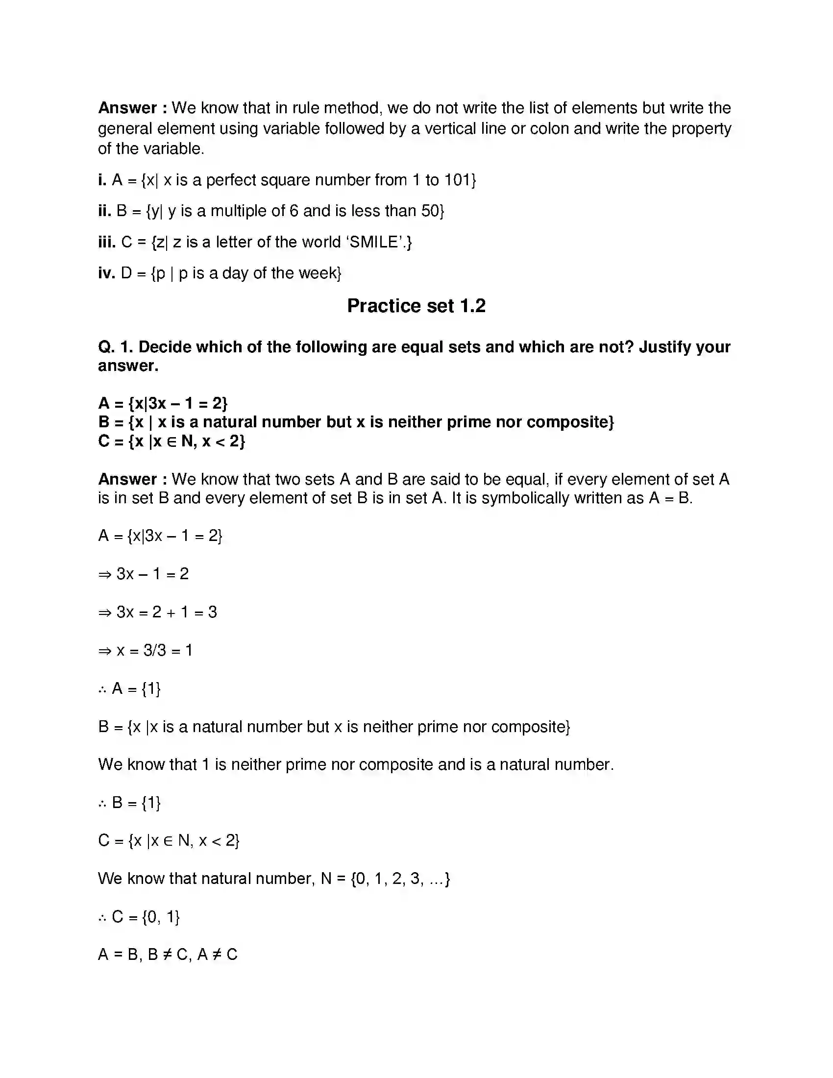 Maharashtra Board Class 9th Mathematics Part-I - English Medium Sets Solution 3