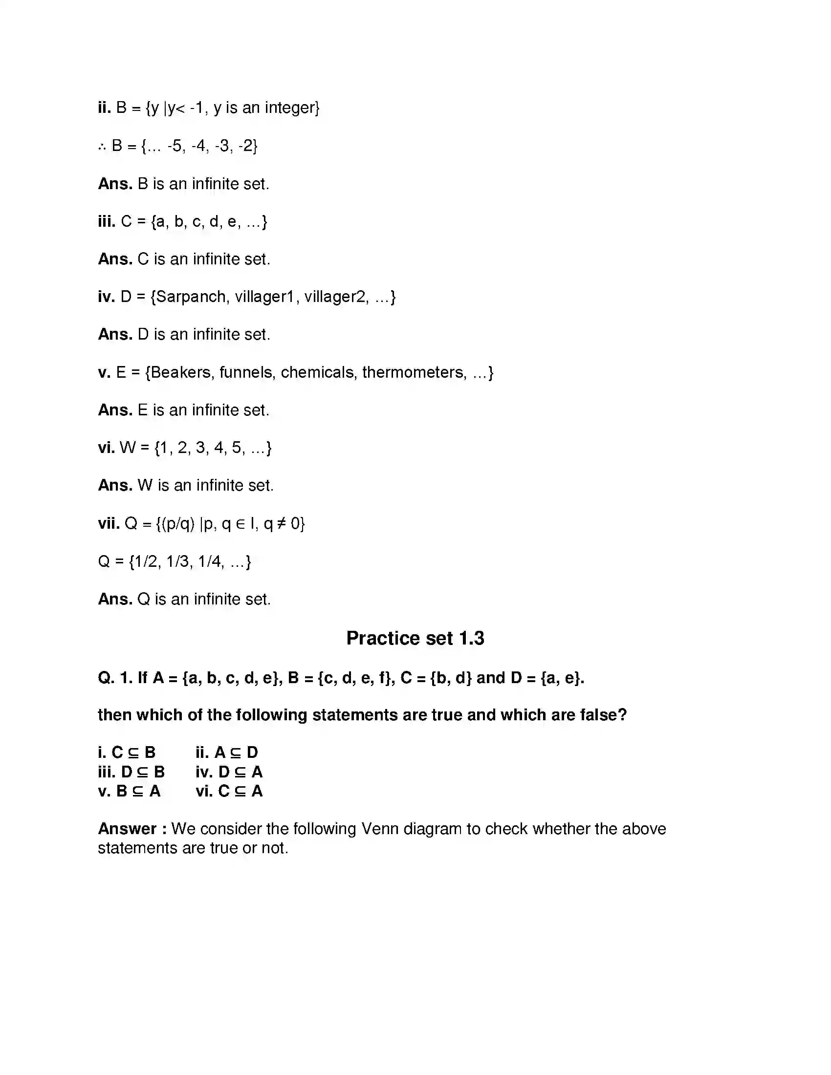 Maharashtra Board Class 9th Mathematics Part-I - English Medium Sets Solution 6