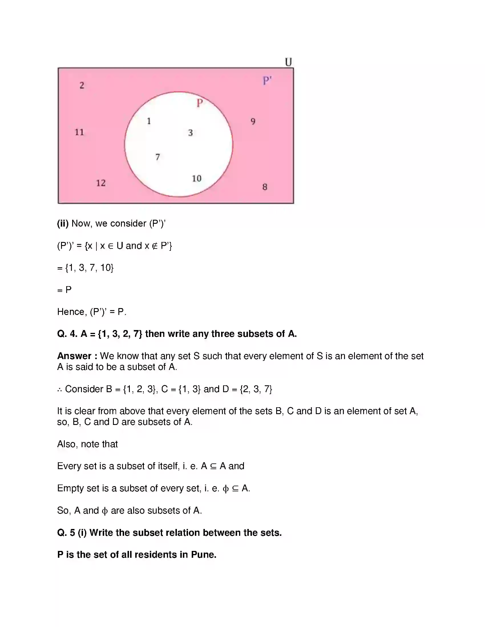 Maharashtra Board Class 9th Mathematics Part-I - English Medium Sets Solution 9