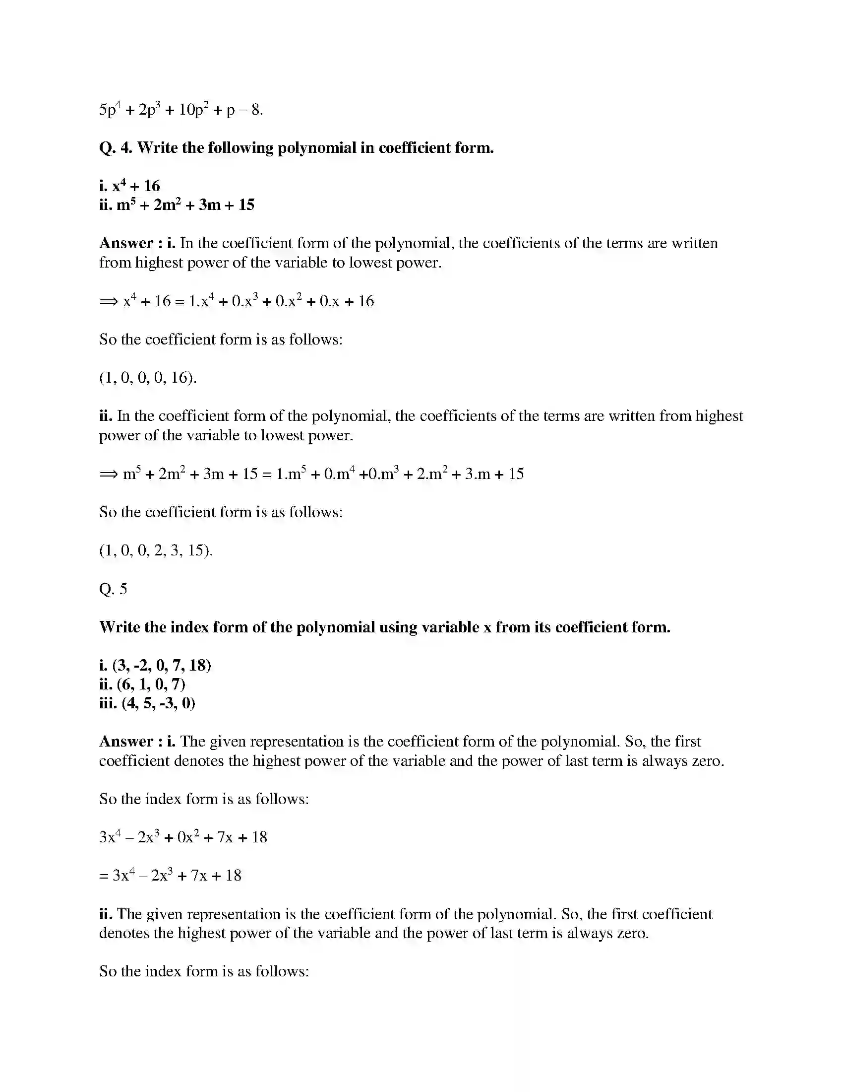 Maharashtra Board Class 9th Mathematics Part-I - English Medium Polynomials Solution 45