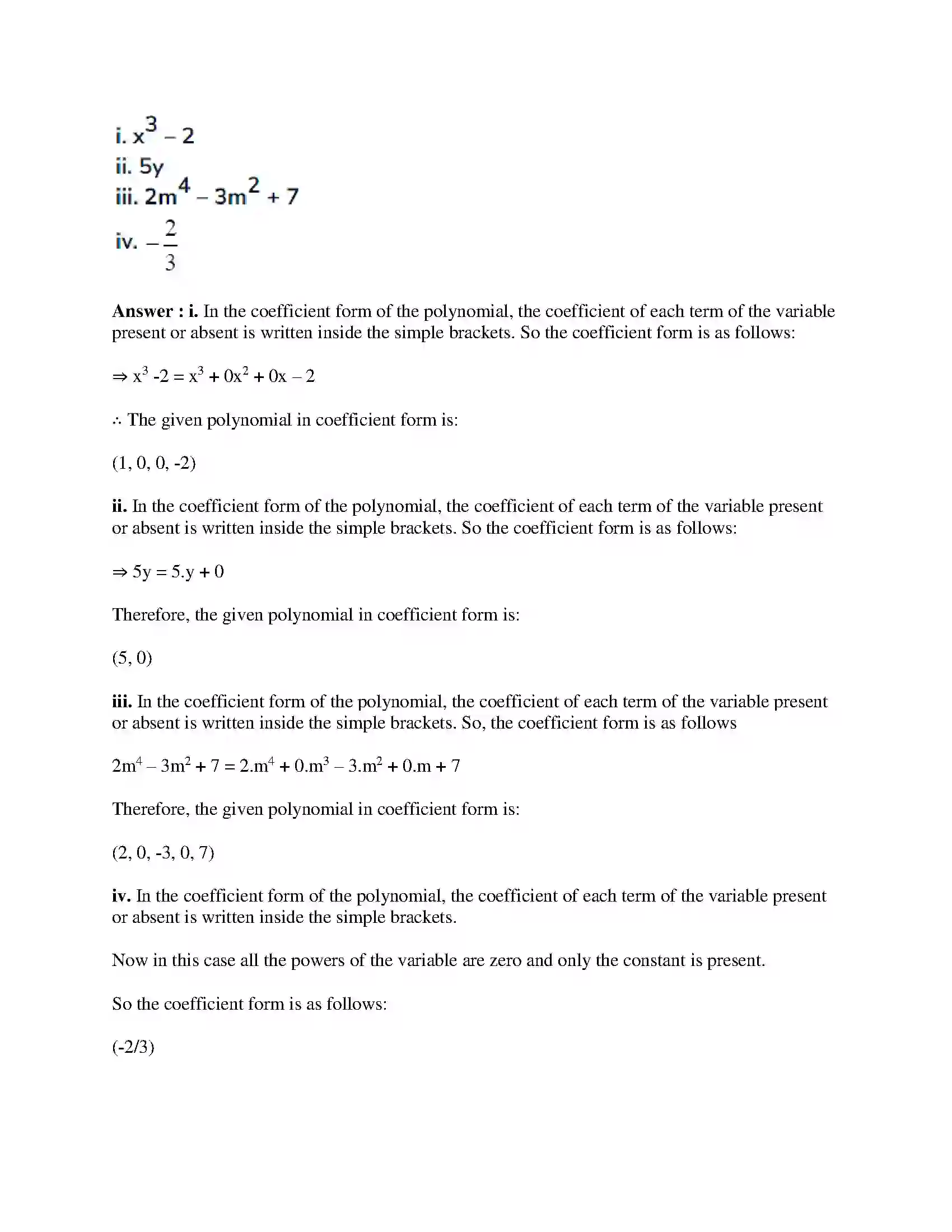 Maharashtra Board Class 9th Mathematics Part-I - English Medium Polynomials Solution 5