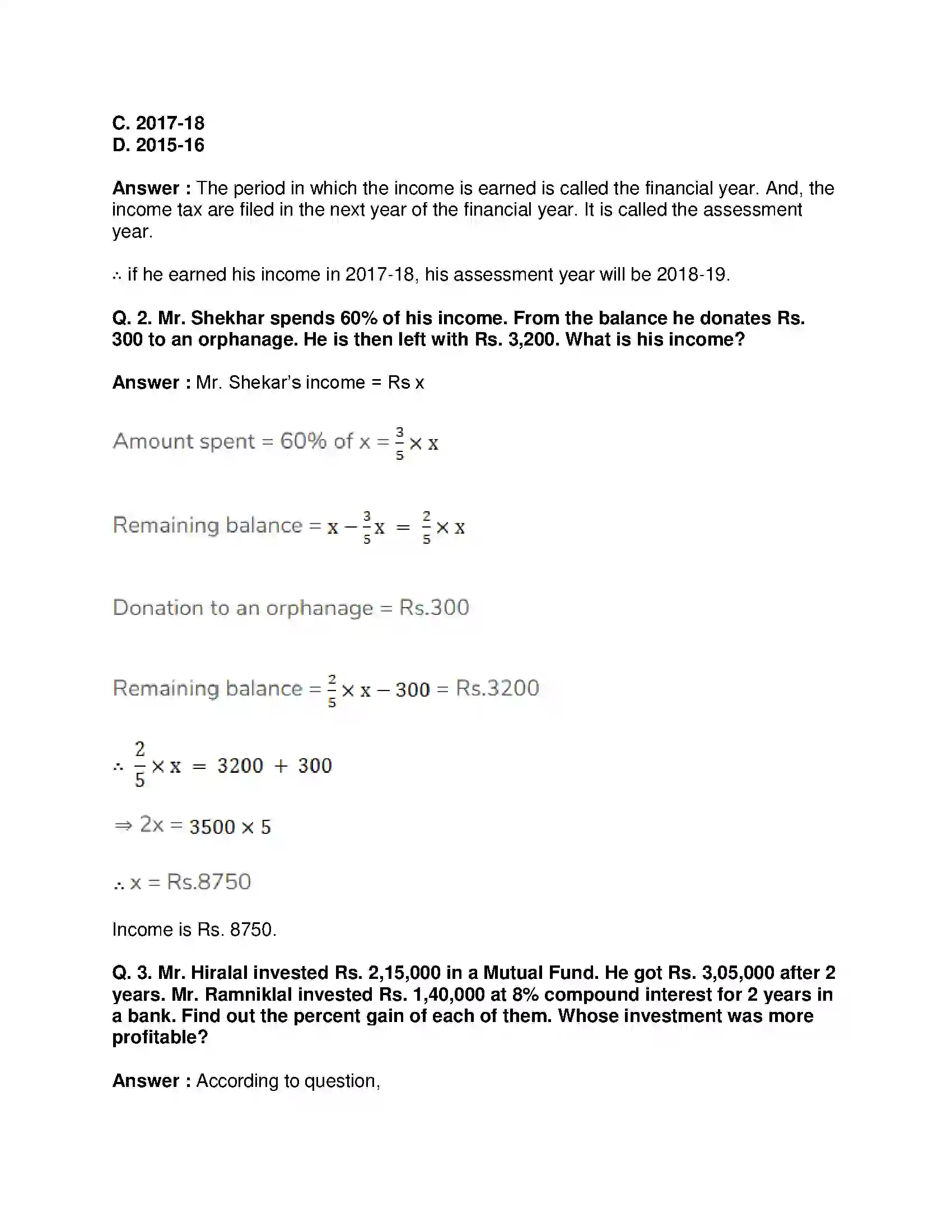 Maharashtra Board Class 9th Mathematics Part-I - English Medium Financial Planning Solution 10