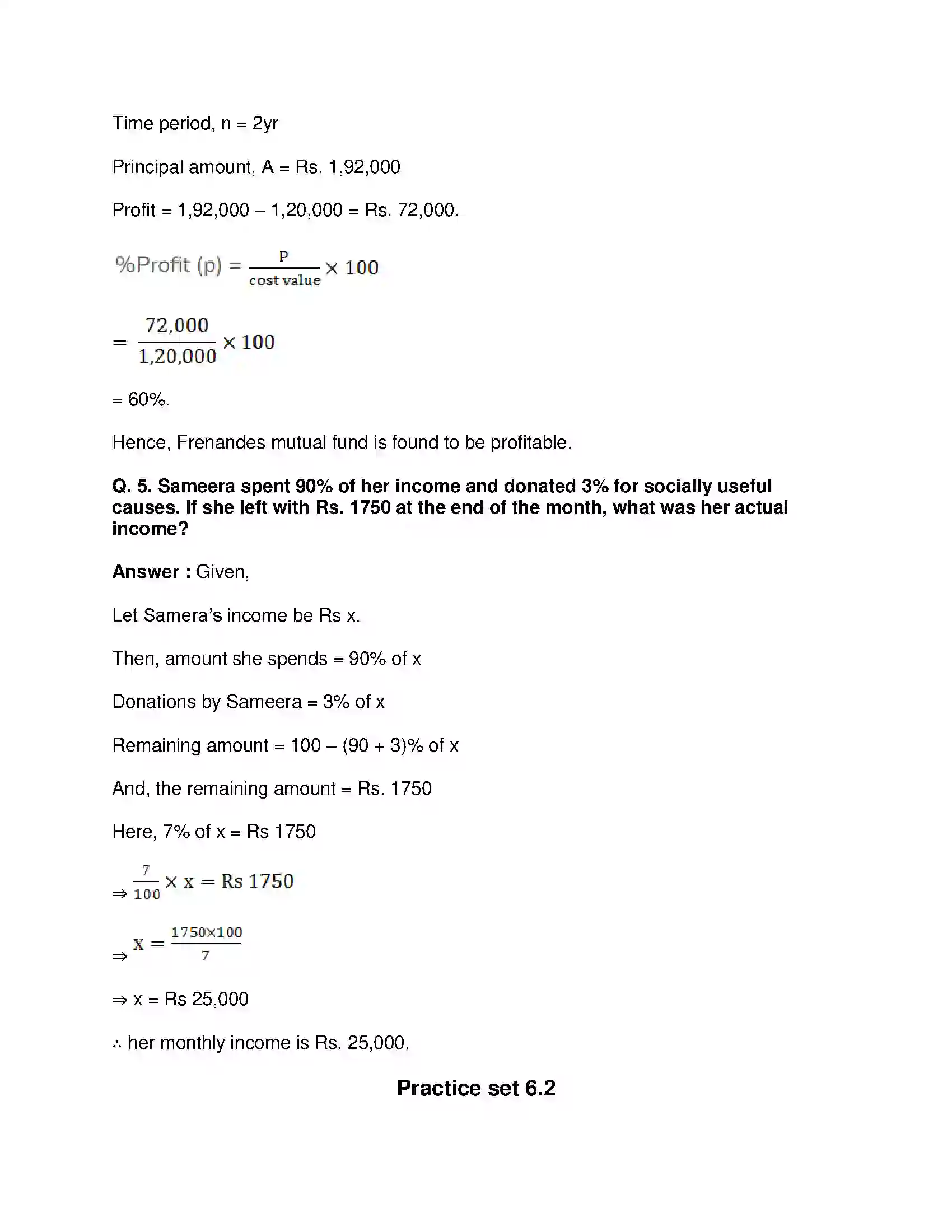Maharashtra Board Class 9th Mathematics Part-I - English Medium Financial Planning Solution 5