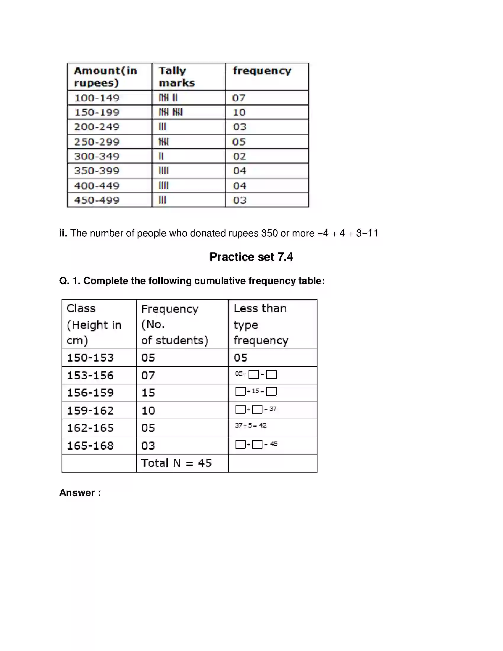 Maharashtra Board Class 9th Mathematics Part-I - English Medium Statistics Solution 10