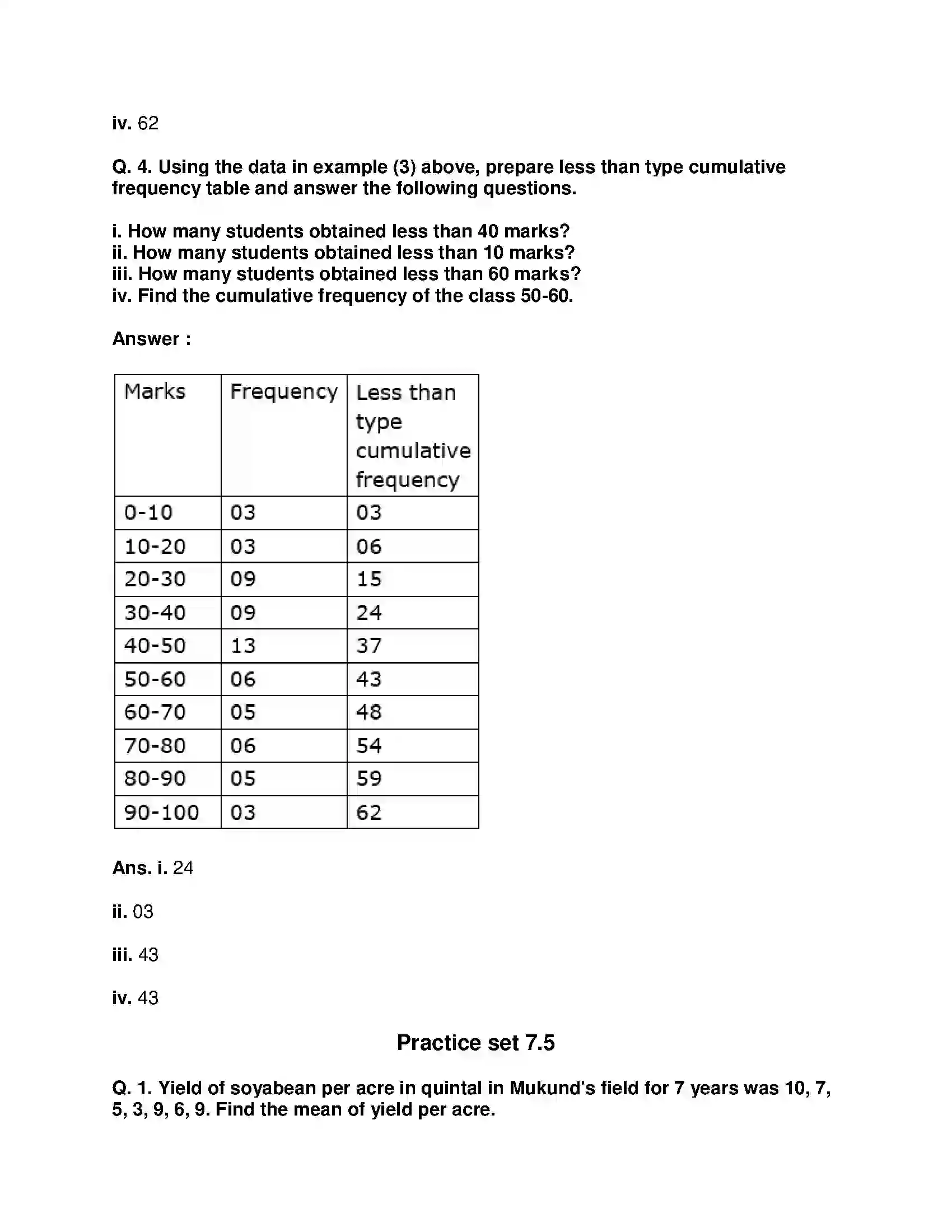 Maharashtra Board Class 9th Mathematics Part-I - English Medium Statistics Solution 13
