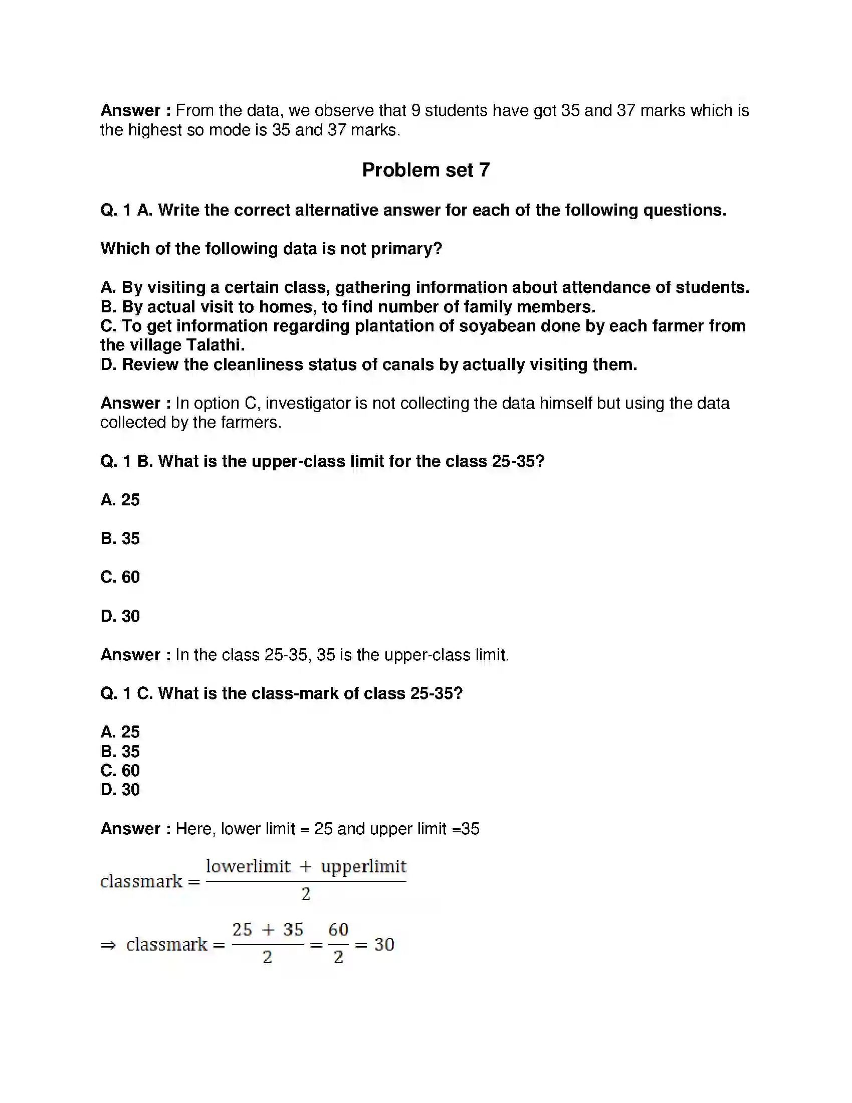 Maharashtra Board Class 9th Mathematics Part-I - English Medium Statistics Solution 20