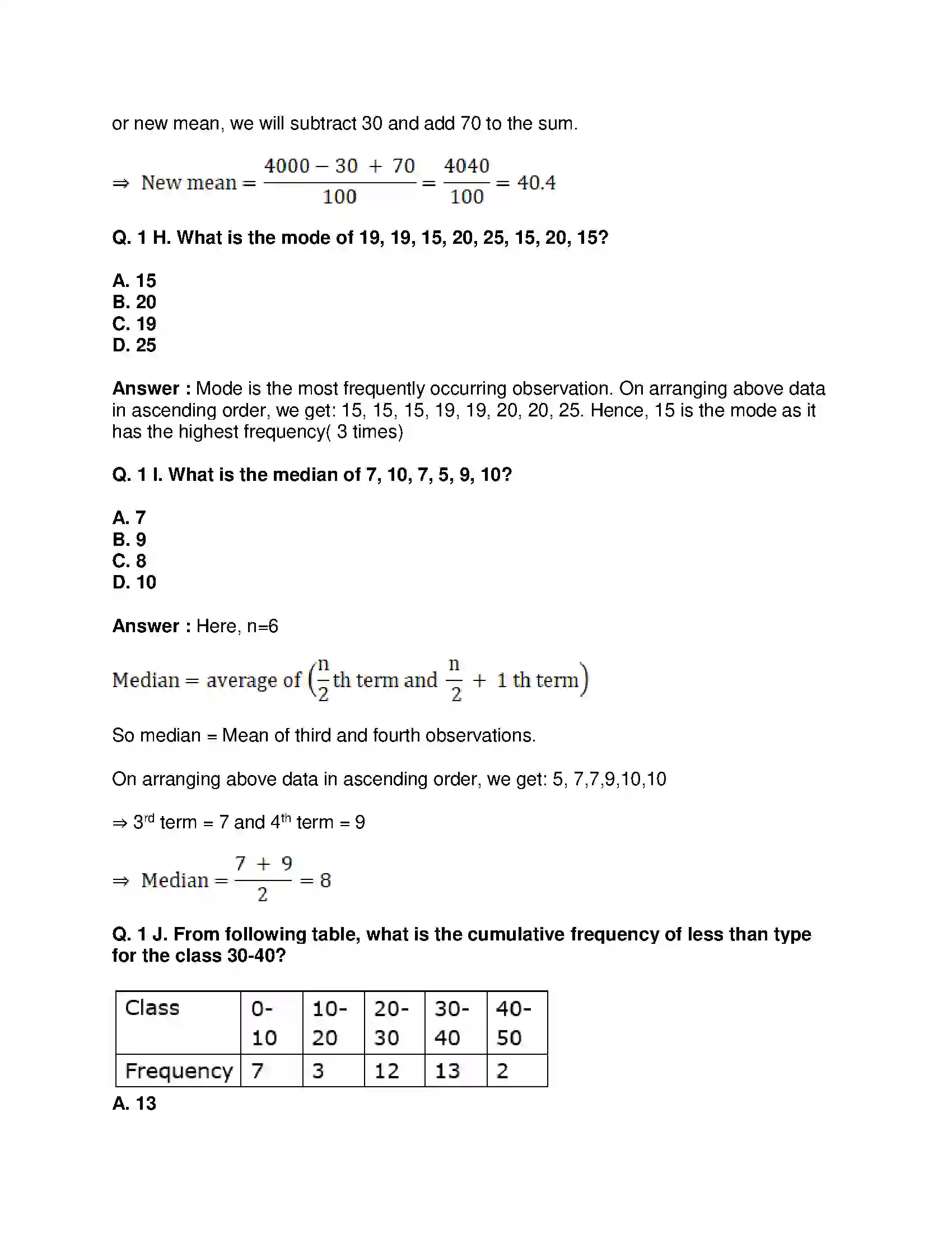Maharashtra Board Class 9th Mathematics Part-I - English Medium Statistics Solution 23