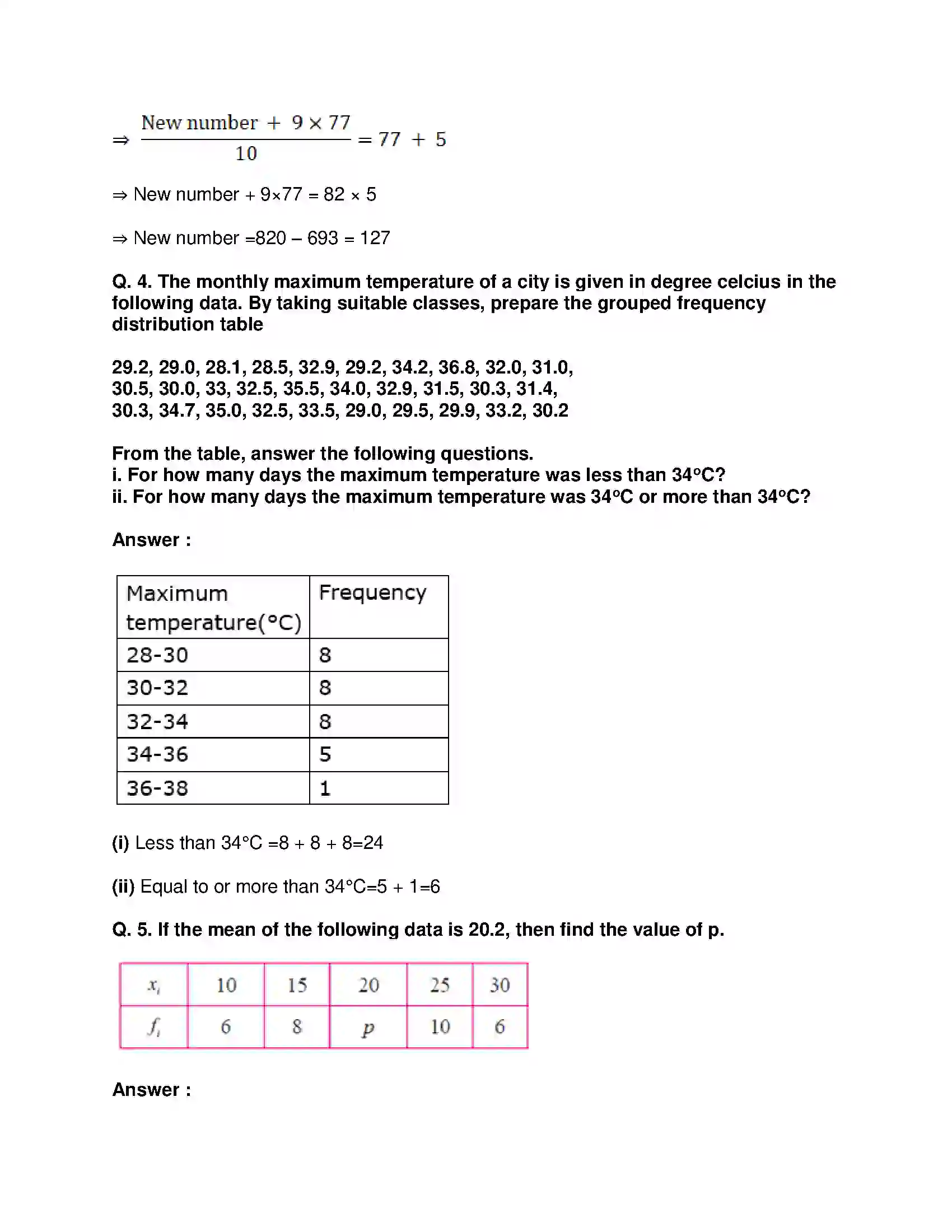 Maharashtra Board Class 9th Mathematics Part-I - English Medium Statistics Solution 25