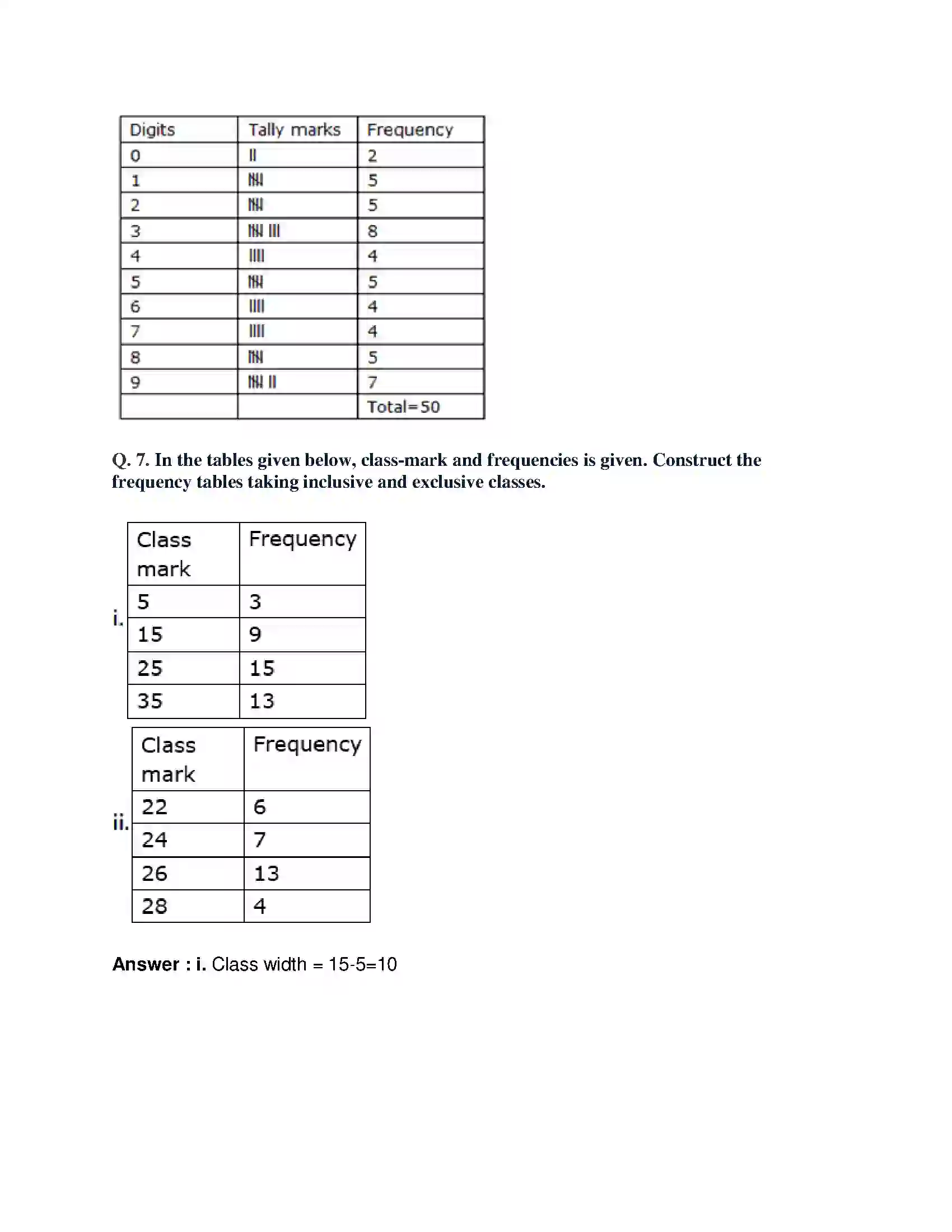 Maharashtra Board Class 9th Mathematics Part-I - English Medium Statistics Solution 7