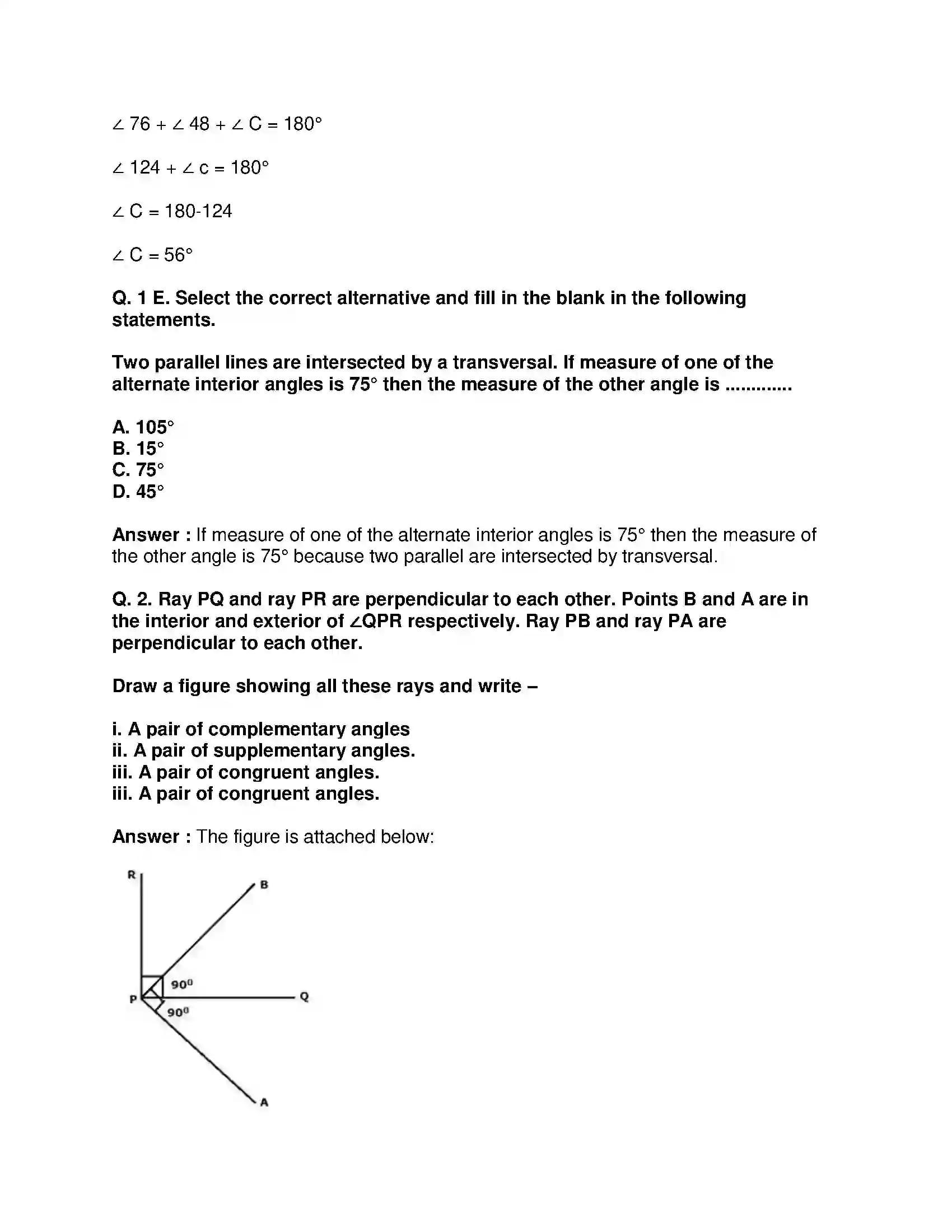 Maharashtra Board Class 9th Mathematics Part-II - English Medium Parallel Lines Solution 14