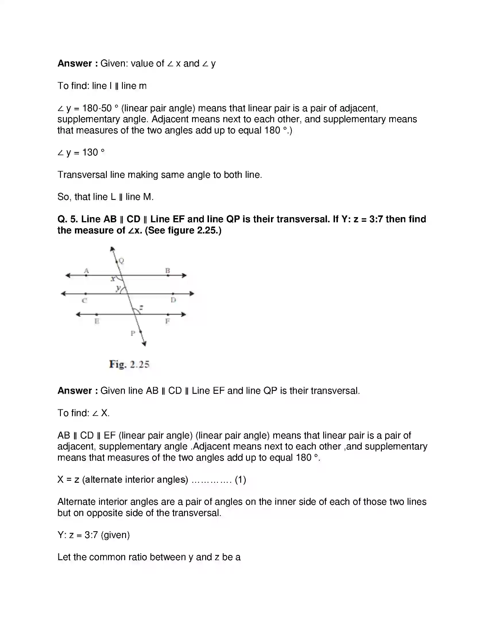 Maharashtra Board Class 9th Mathematics Part-II - English Medium Parallel Lines Solution 16
