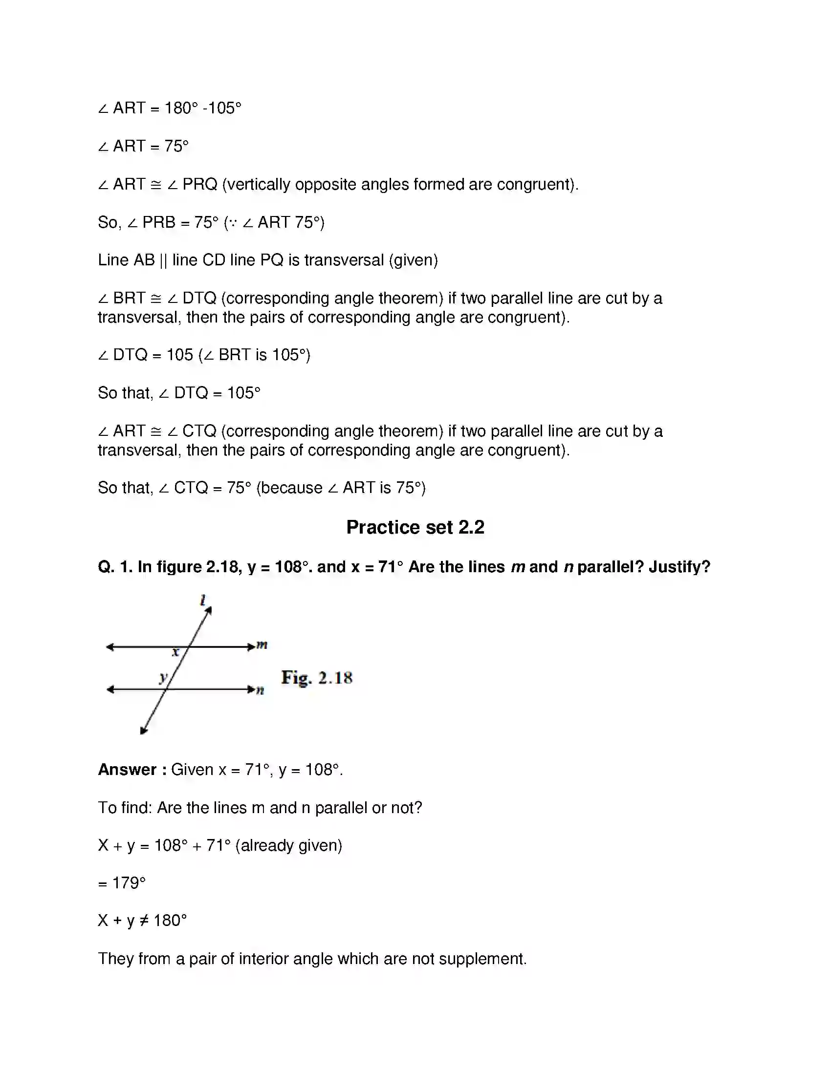 Maharashtra Board Class 9th Mathematics Part-II - English Medium Parallel Lines Solution 7