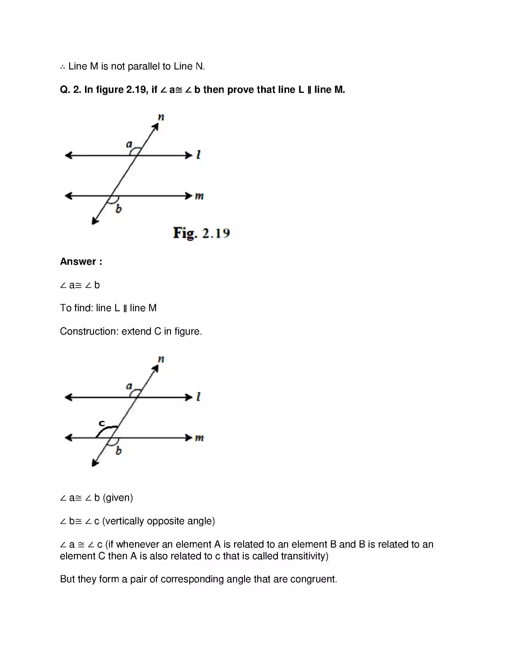 Maharashtra Board Class 9th Mathematics Part-II - English Medium Parallel Lines Solution 8