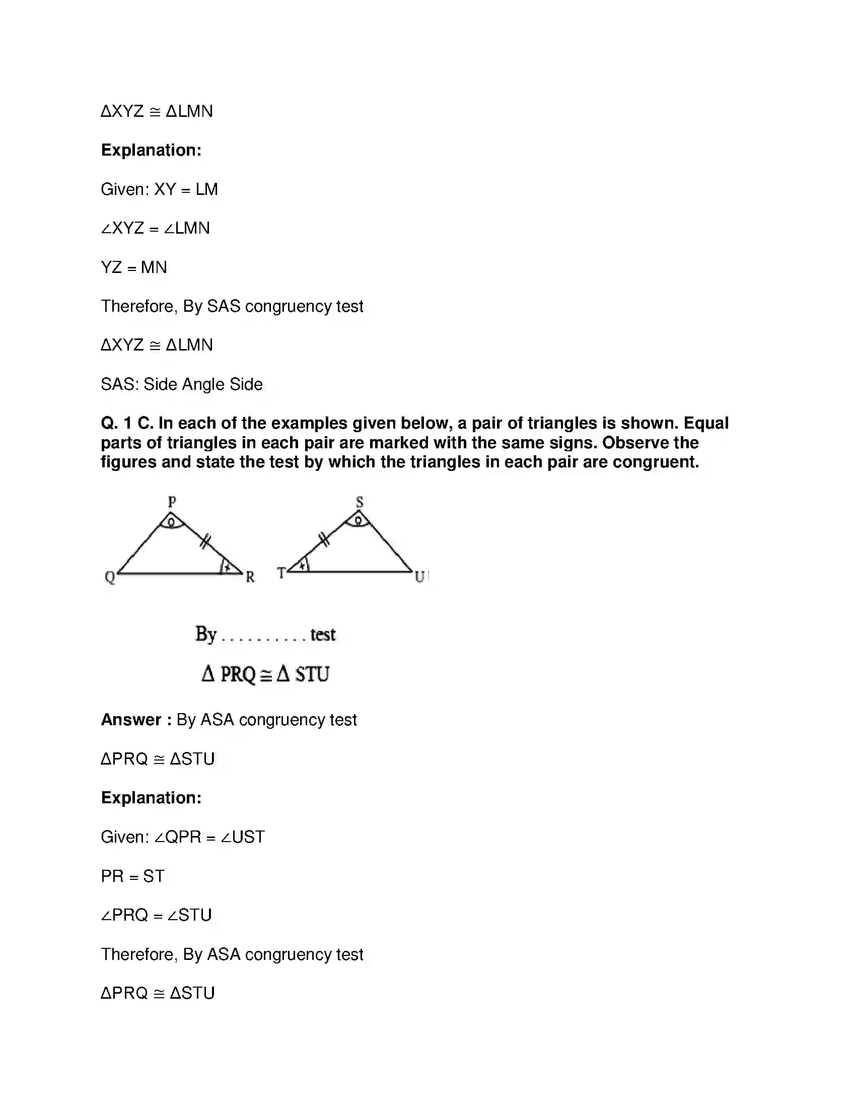 Maharashtra Board Class 9th Mathematics Part-II - English Medium Triangles Solution 11