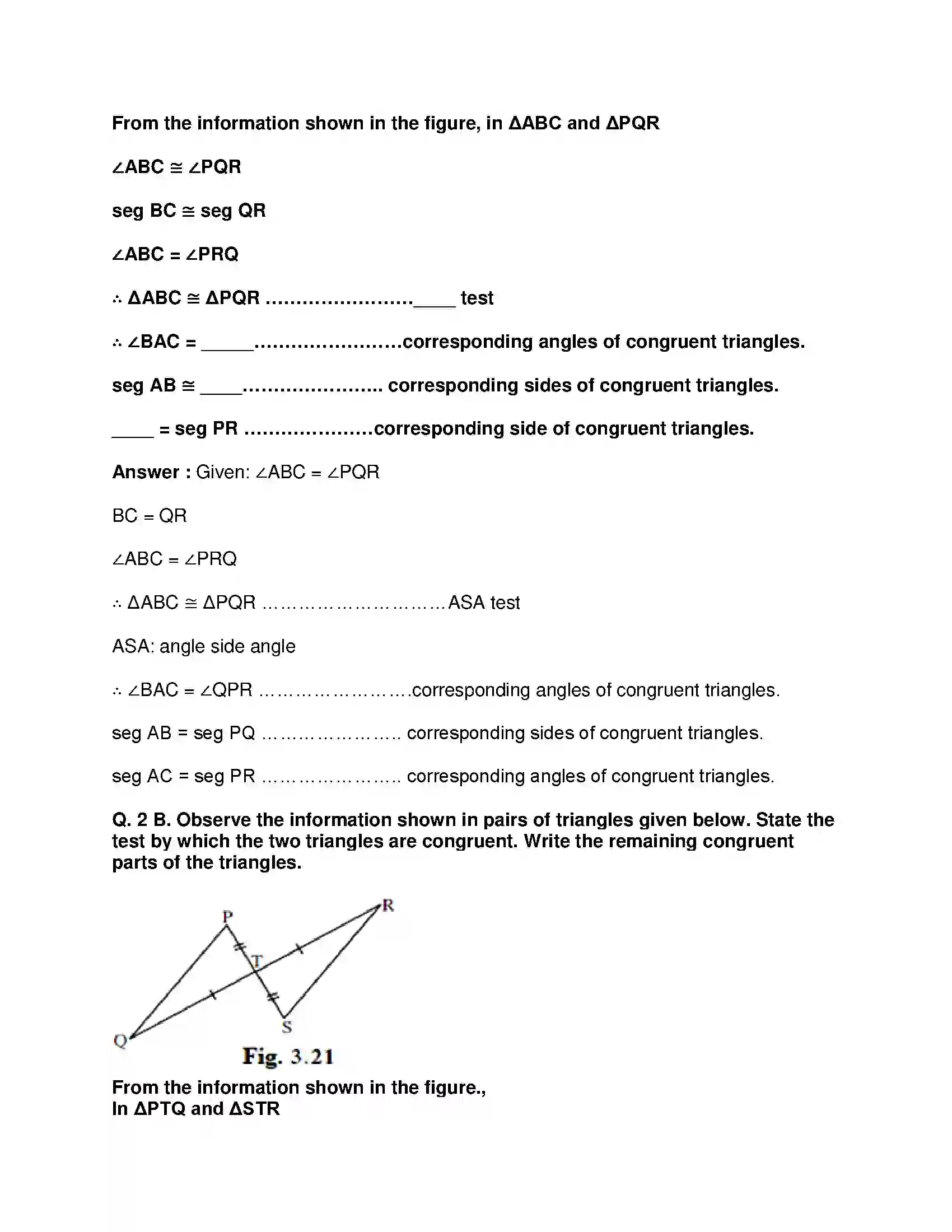 Maharashtra Board Class 9th Mathematics Part-II - English Medium Triangles Solution 13