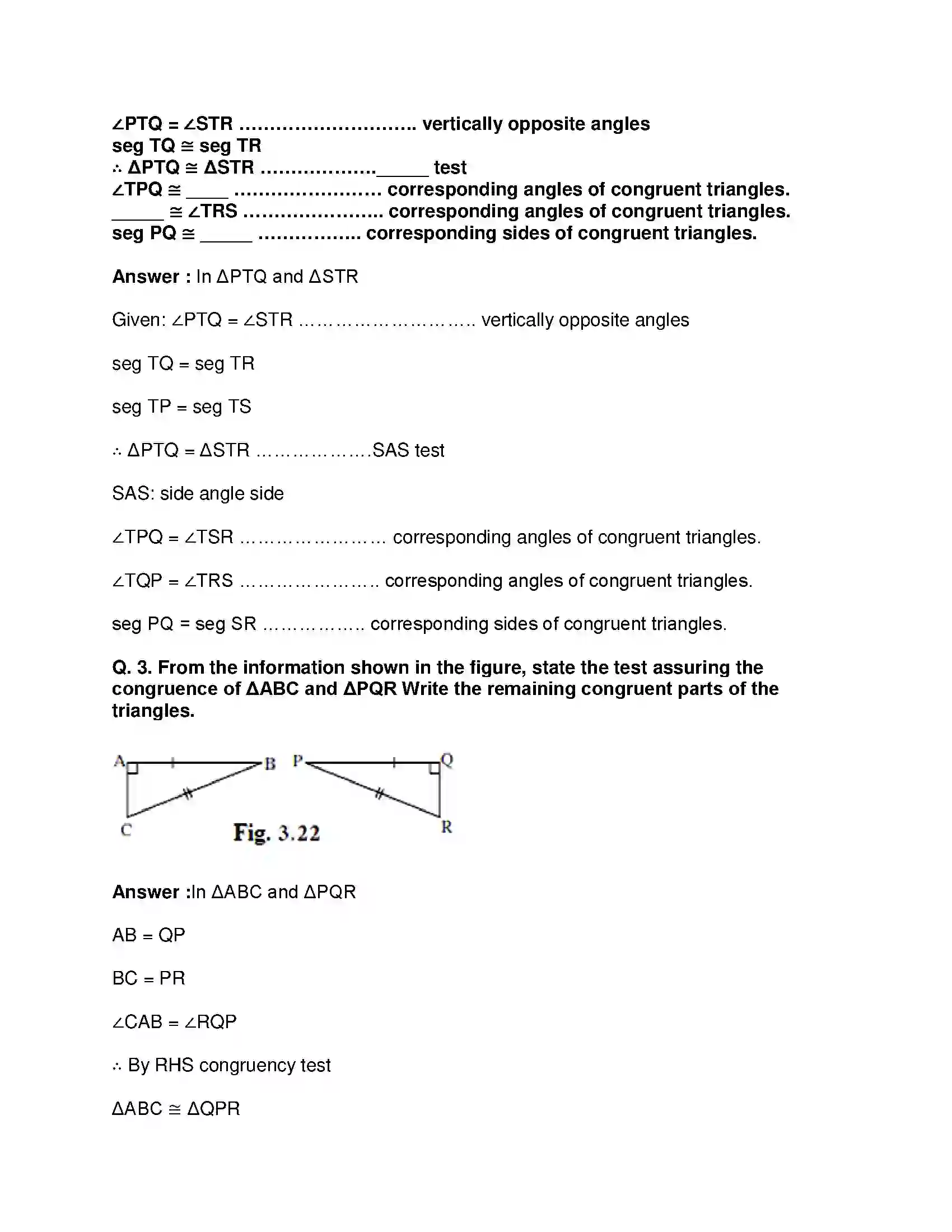 Maharashtra Board Class 9th Mathematics Part-II - English Medium Triangles Solution 14