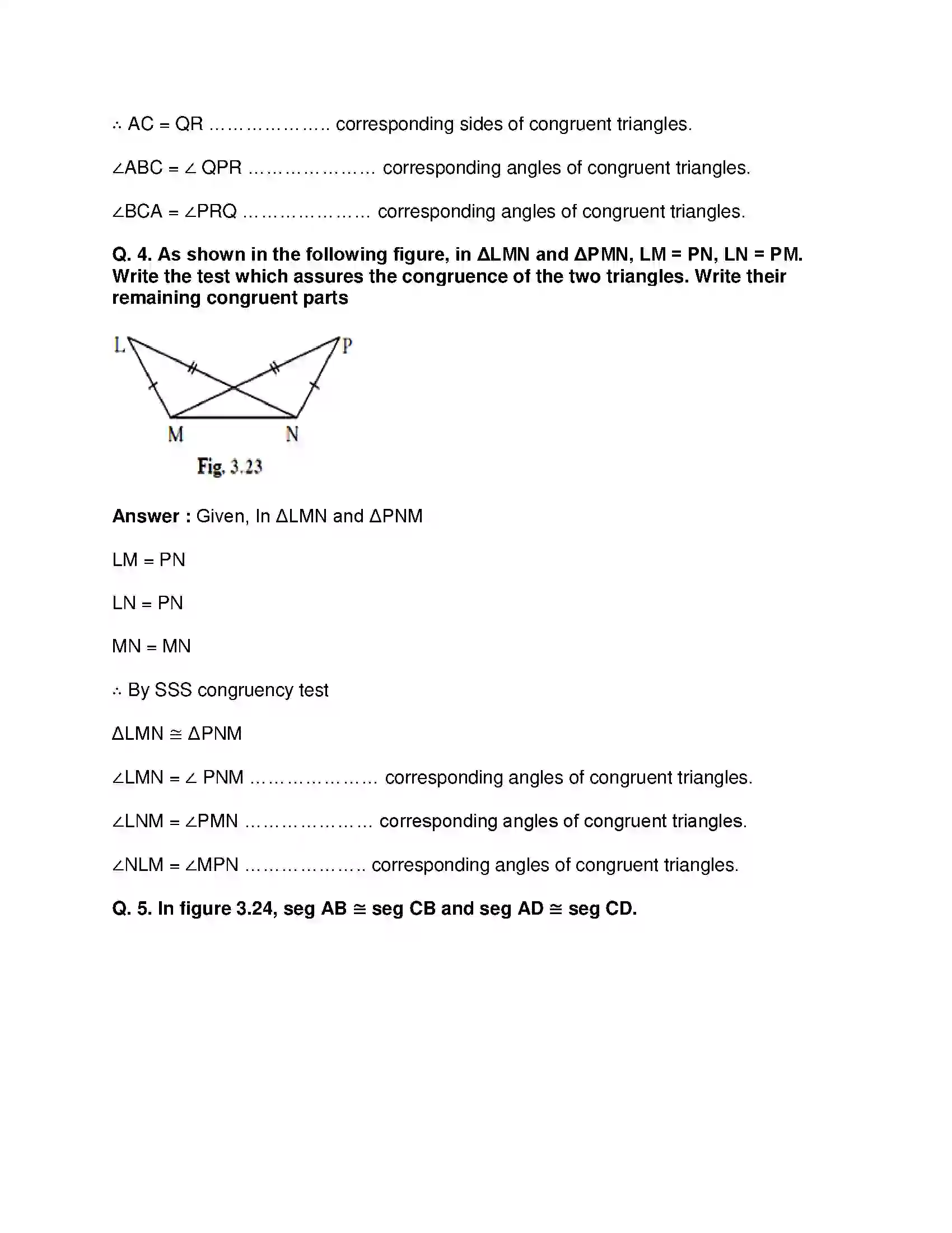 Maharashtra Board Class 9th Mathematics Part-II - English Medium Triangles Solution 15