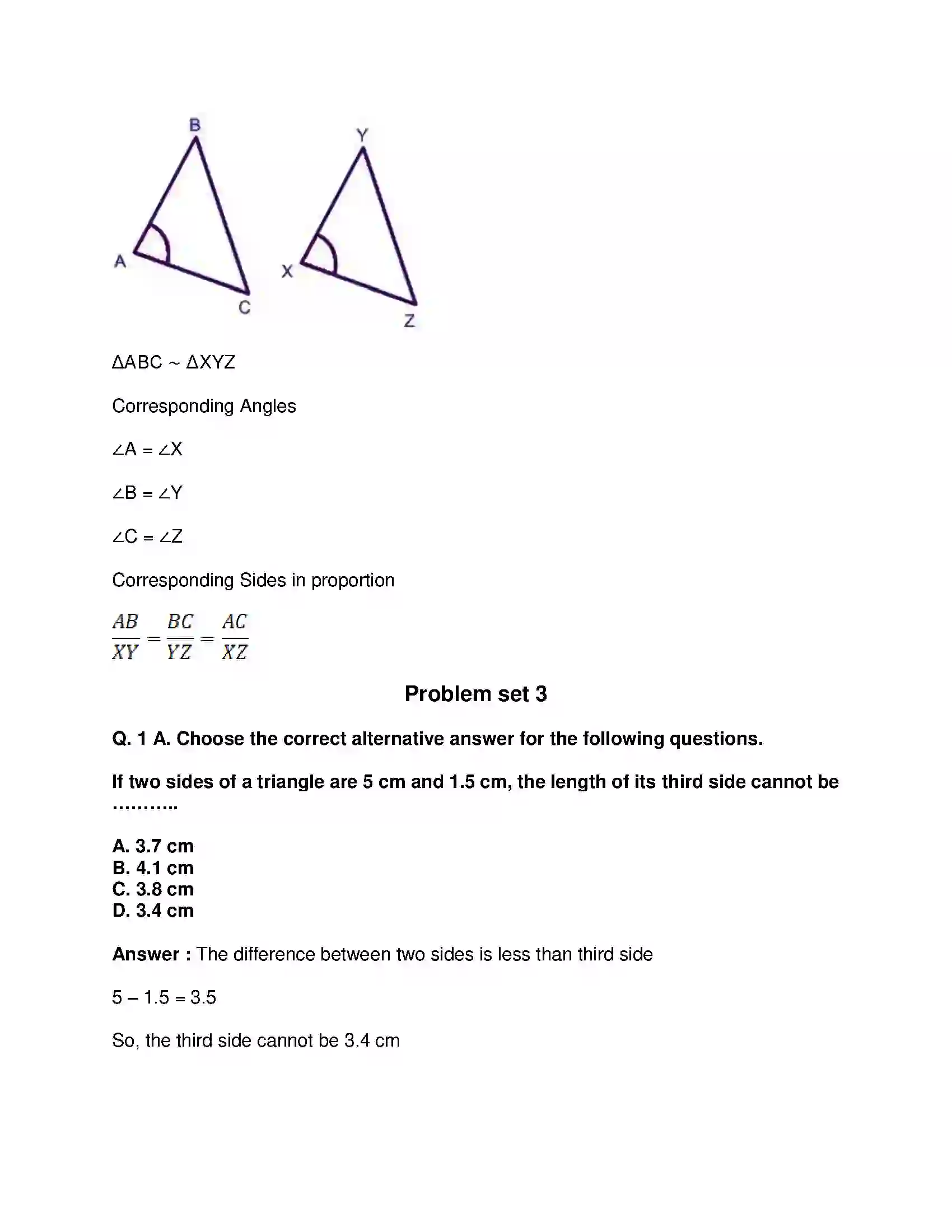 Maharashtra Board Class 9th Mathematics Part-II - English Medium Triangles Solution 27