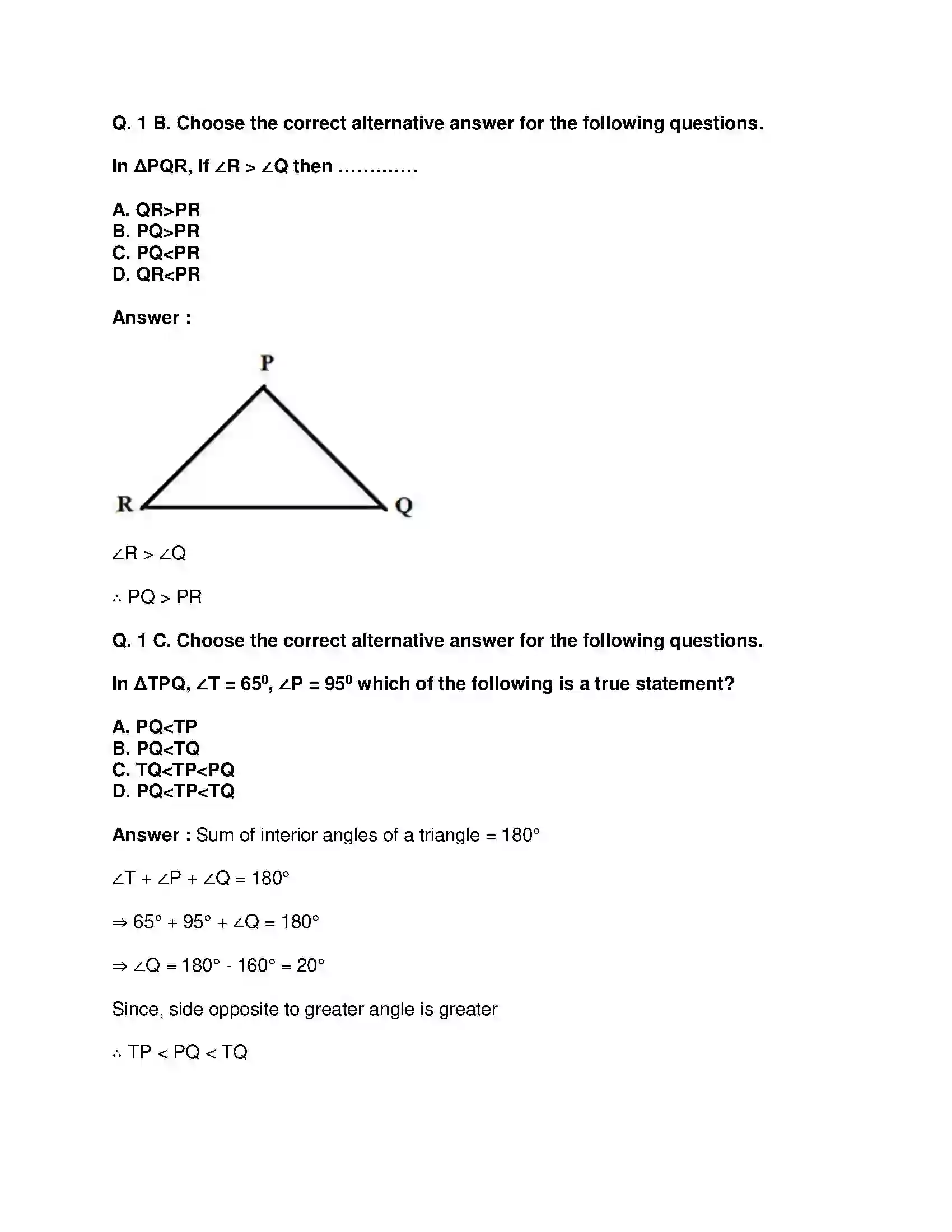 Maharashtra Board Class 9th Mathematics Part-II - English Medium Triangles Solution 28
