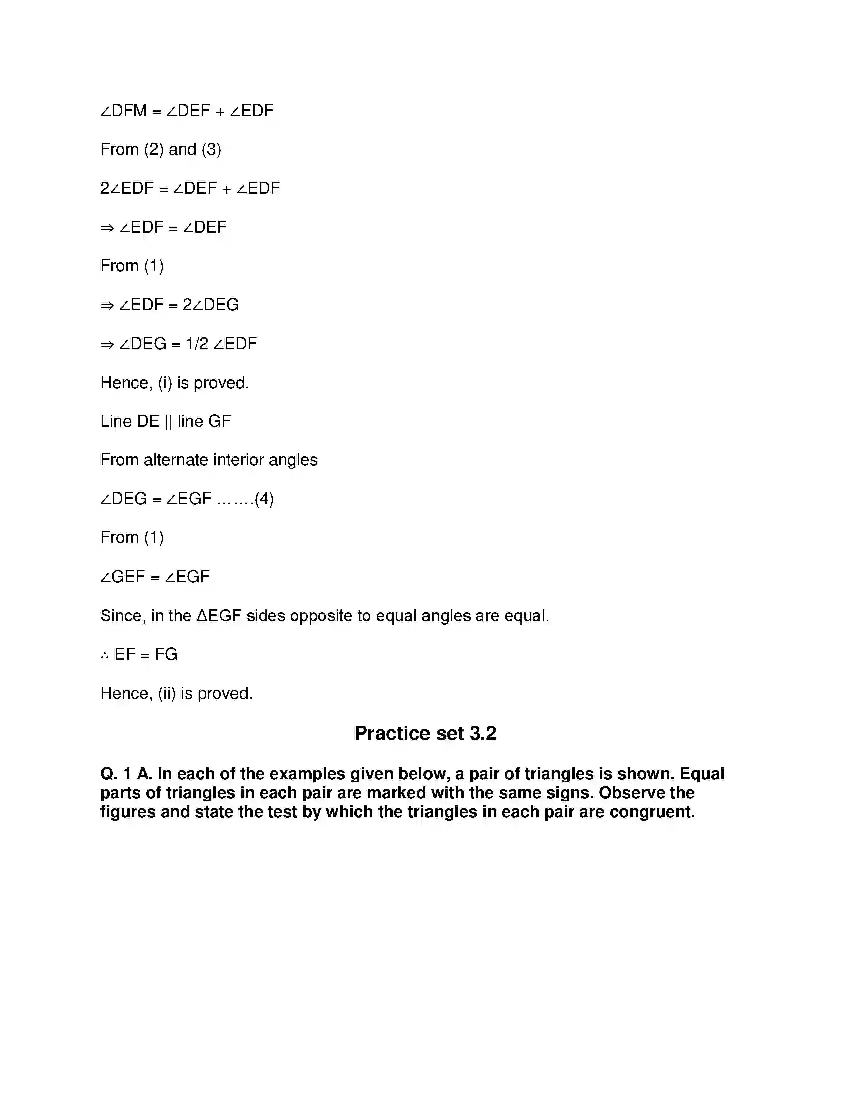Maharashtra Board Class 9th Mathematics Part-II - English Medium Triangles Solution 9